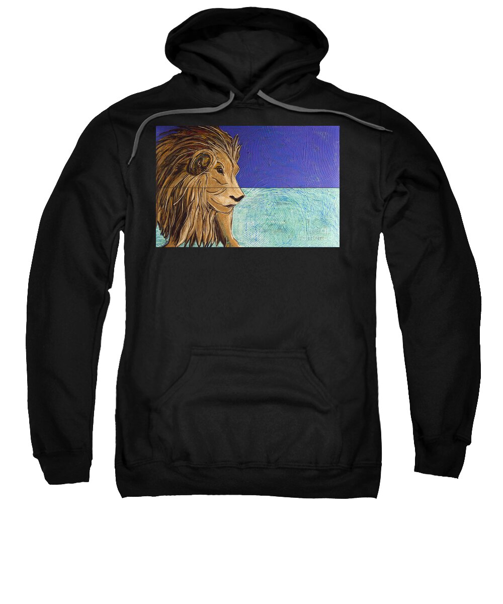 Leo Sweatshirt featuring the painting I am Leo by Rebecca Weeks