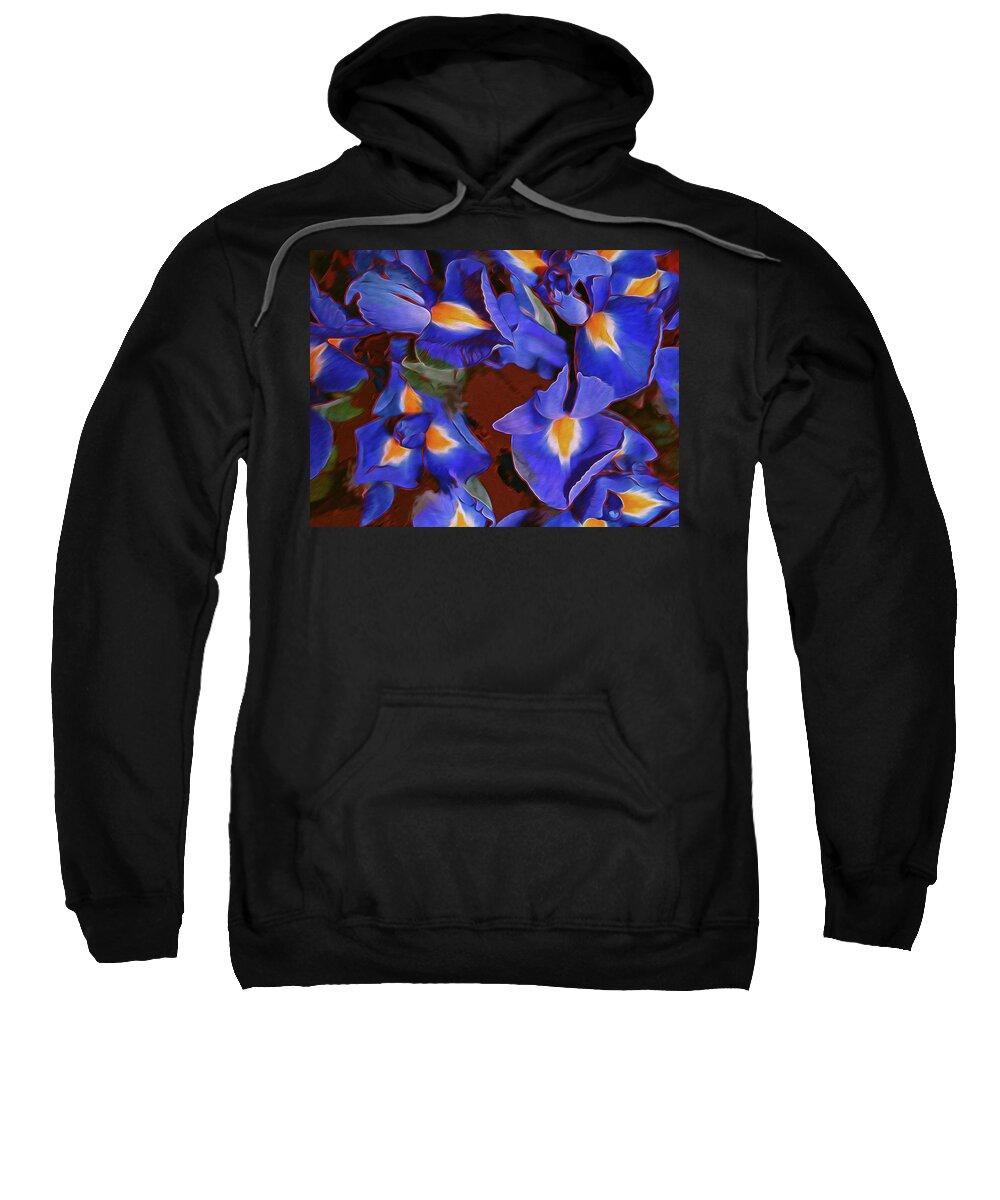 Flower Sweatshirt featuring the digital art Iris Abandon 15 by Lynda Lehmann