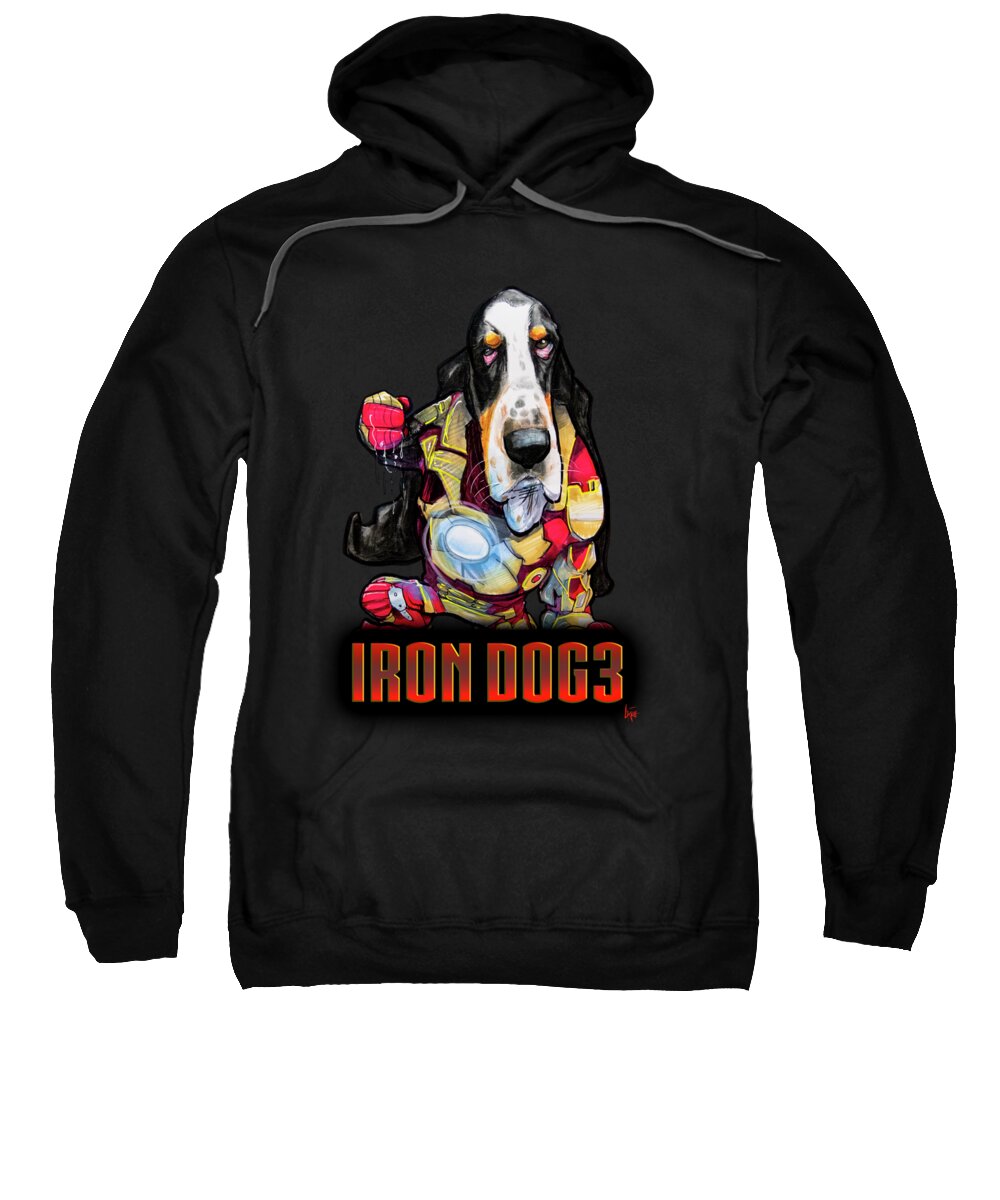Basset Hound Sweatshirt featuring the drawing Iron Dog 3 by John LaFree