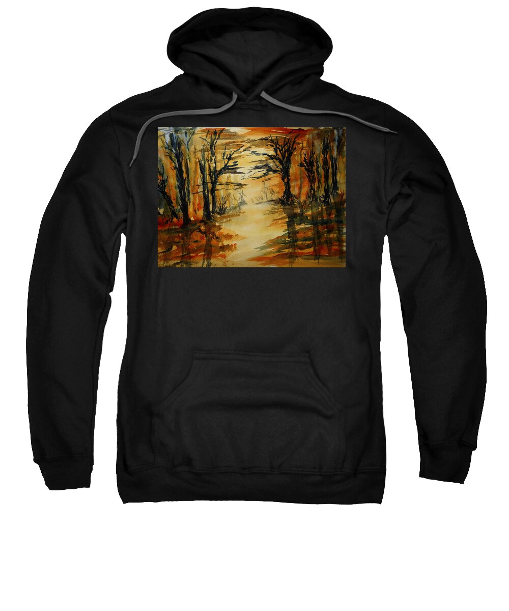 Watercolor Sweatshirt featuring the painting Jagged Little Trees by Carol Crisafi