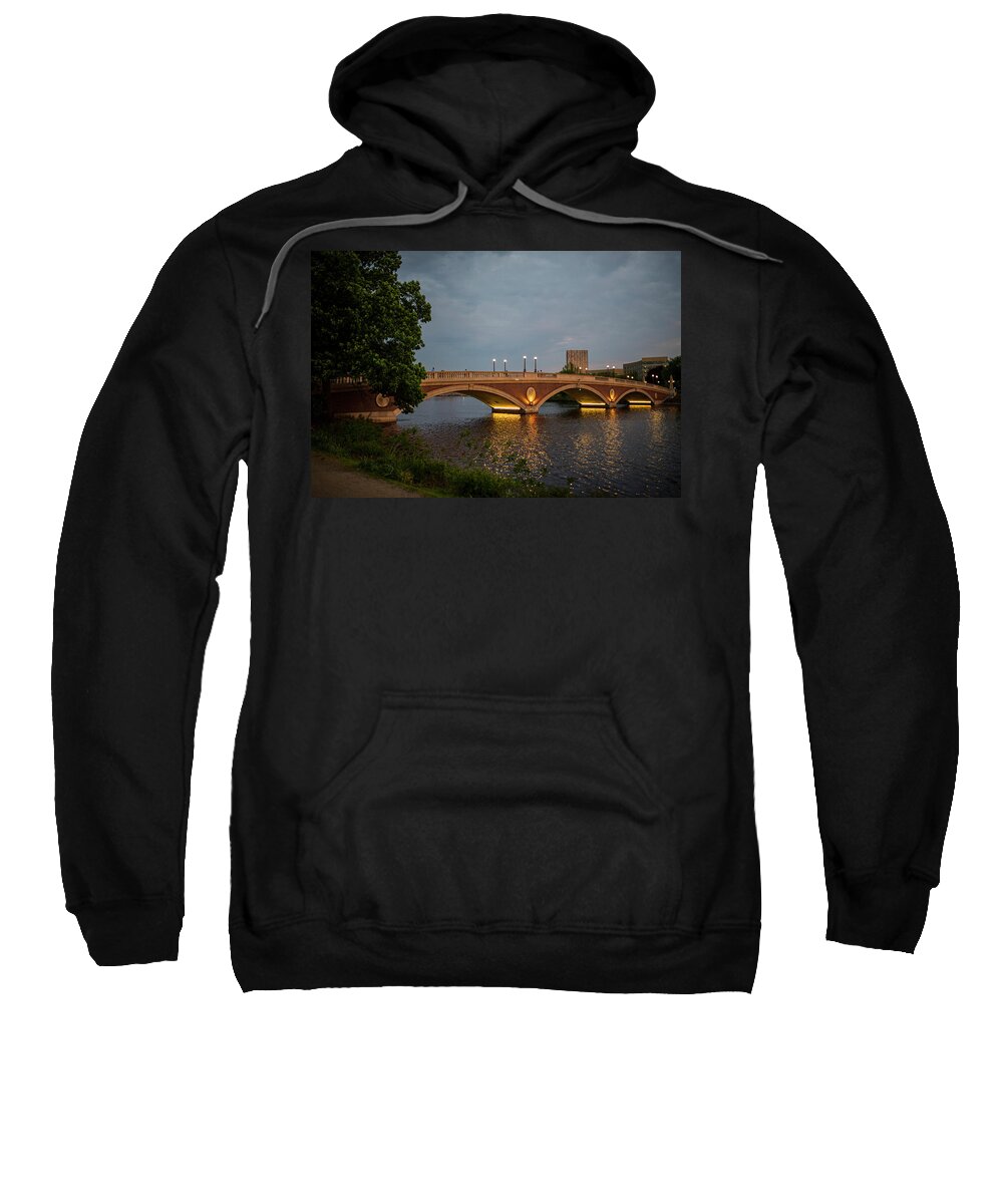 John Sweatshirt featuring the photograph John Weeks Bridge Harvard Square Chales River Sunset Trees 2 by Toby McGuire