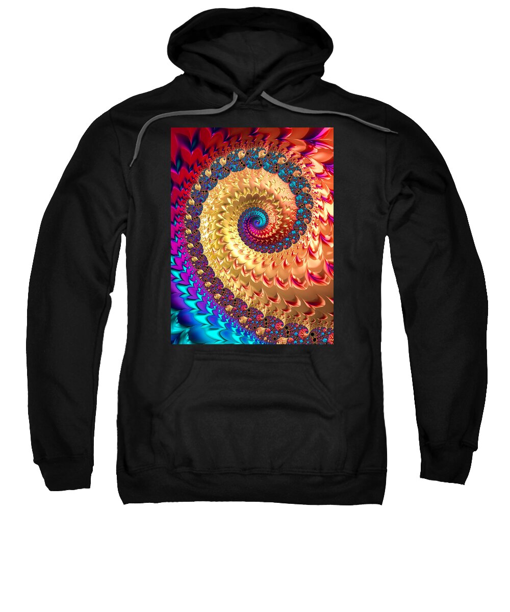 Spiral Sweatshirt featuring the digital art Joyful fractal spiral full of energy by Matthias Hauser