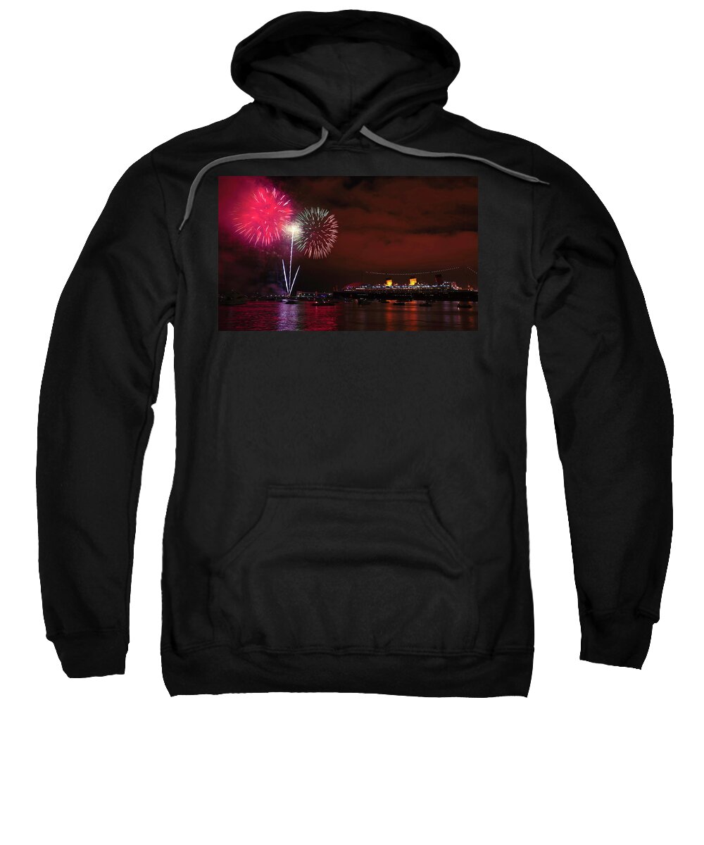 Independence Day Sweatshirt featuring the photograph July 4th Fireworks - Long Beach California by Ram Vasudev