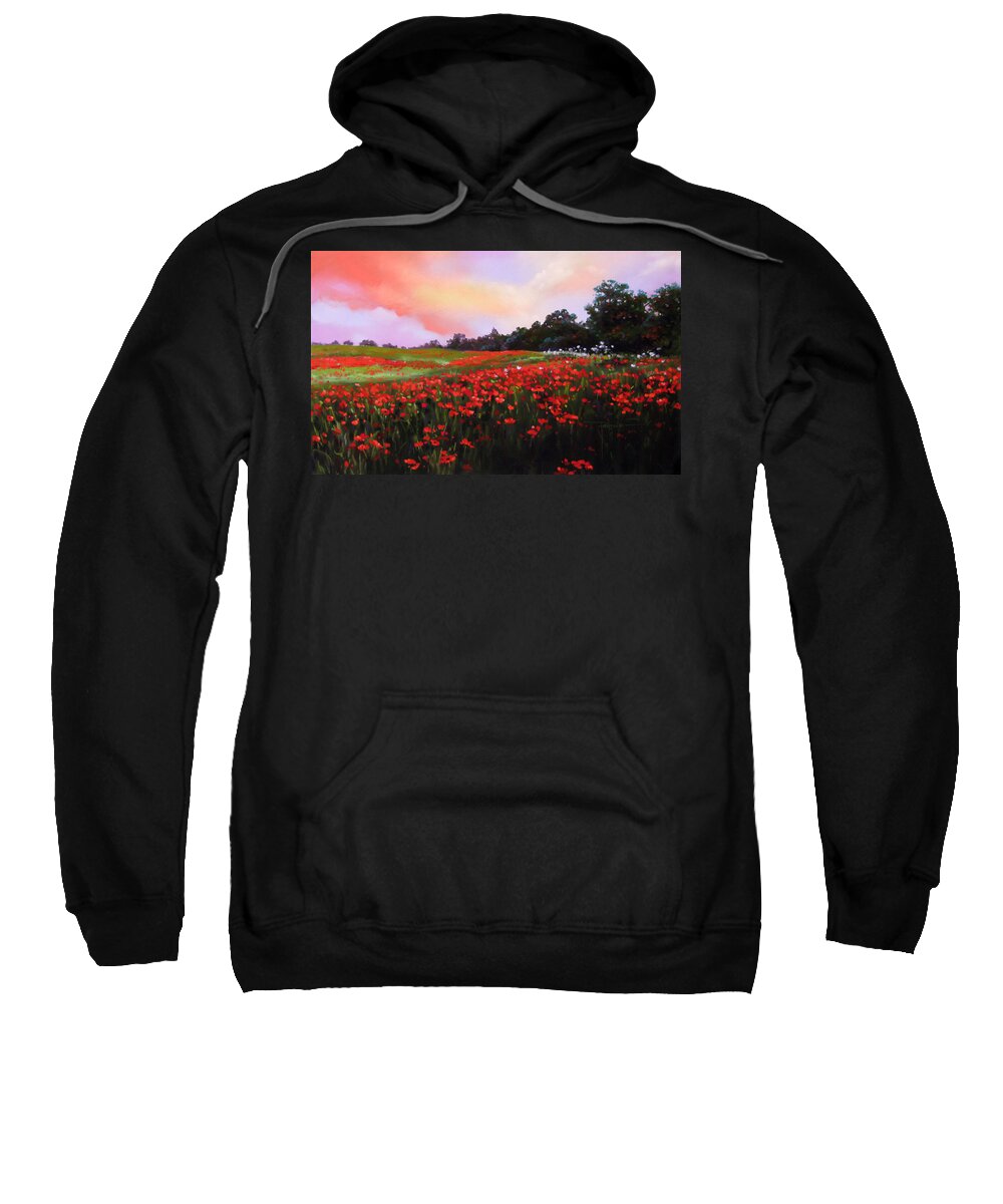Landscape Sweatshirt featuring the pastel June Poppies by Dianna Ponting