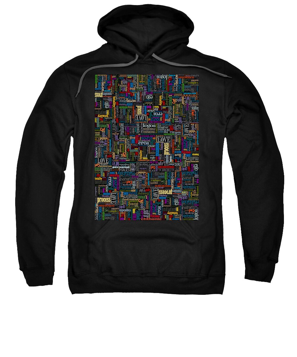Carl Jung Sweatshirt featuring the digital art Jungian Psychology Words by Garaga Designs