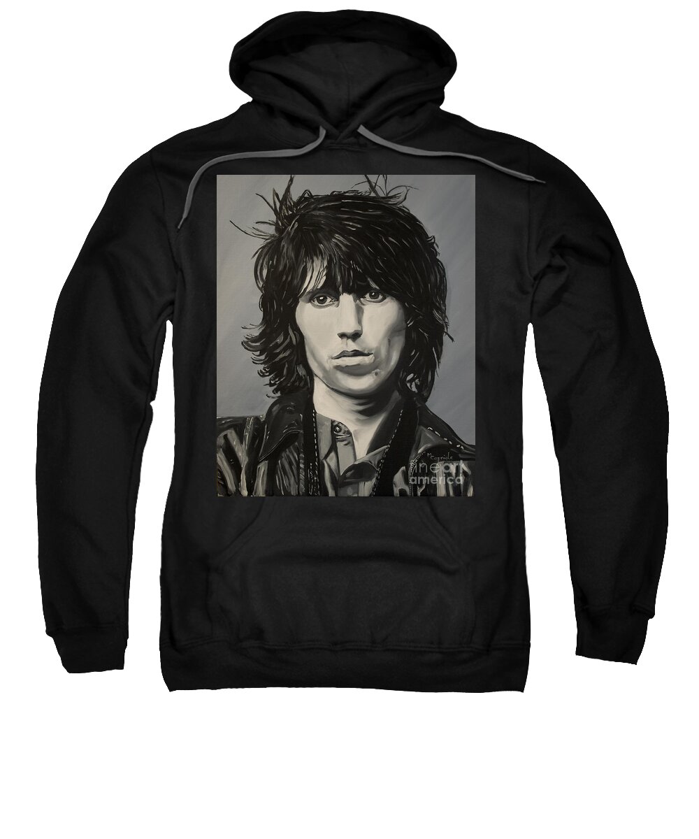 Portrait Sweatshirt featuring the painting Keith Richards by Mary Capriole