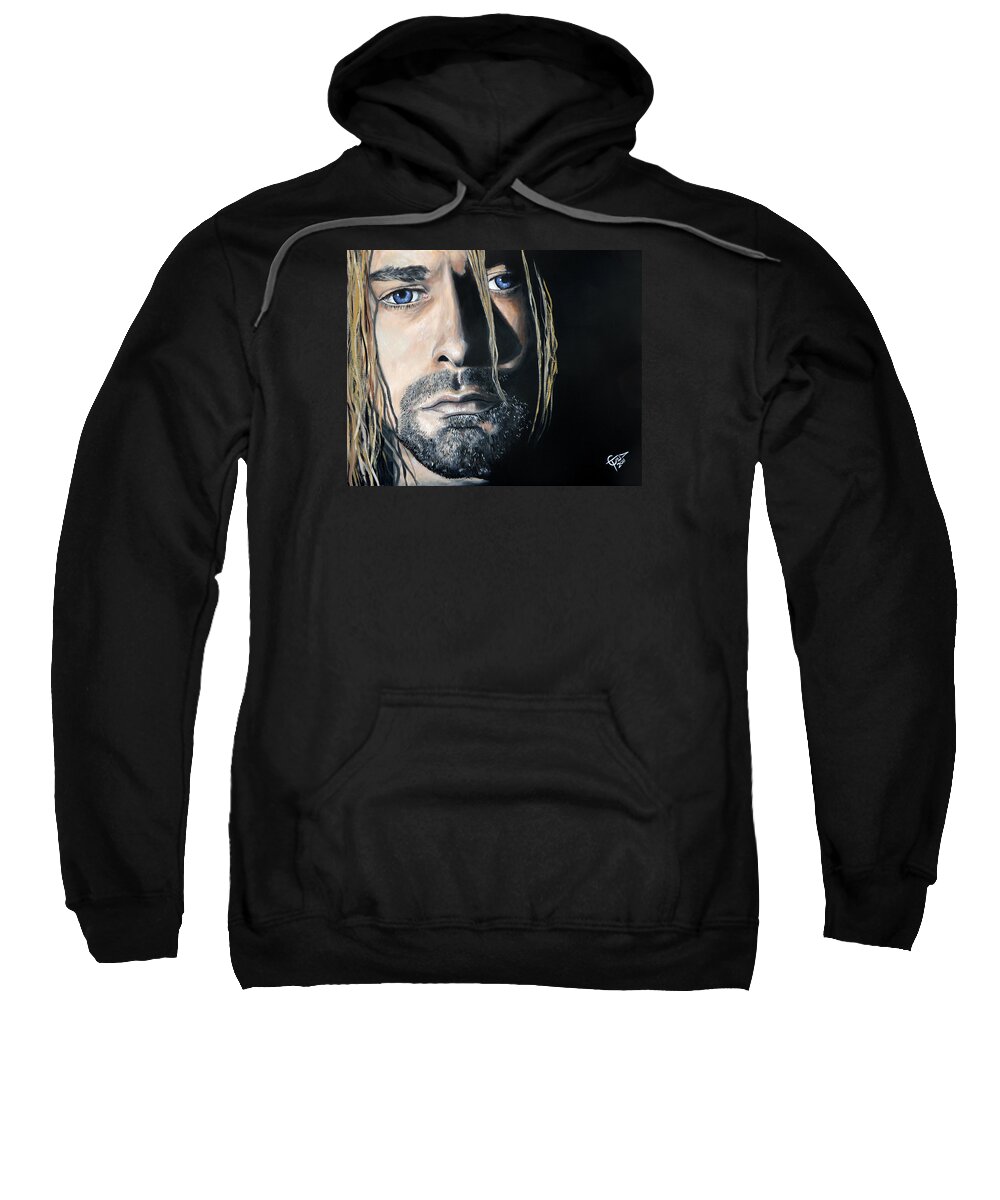 Kurt Cobain Sweatshirt featuring the painting Kurt Cobain by Tom Carlton
