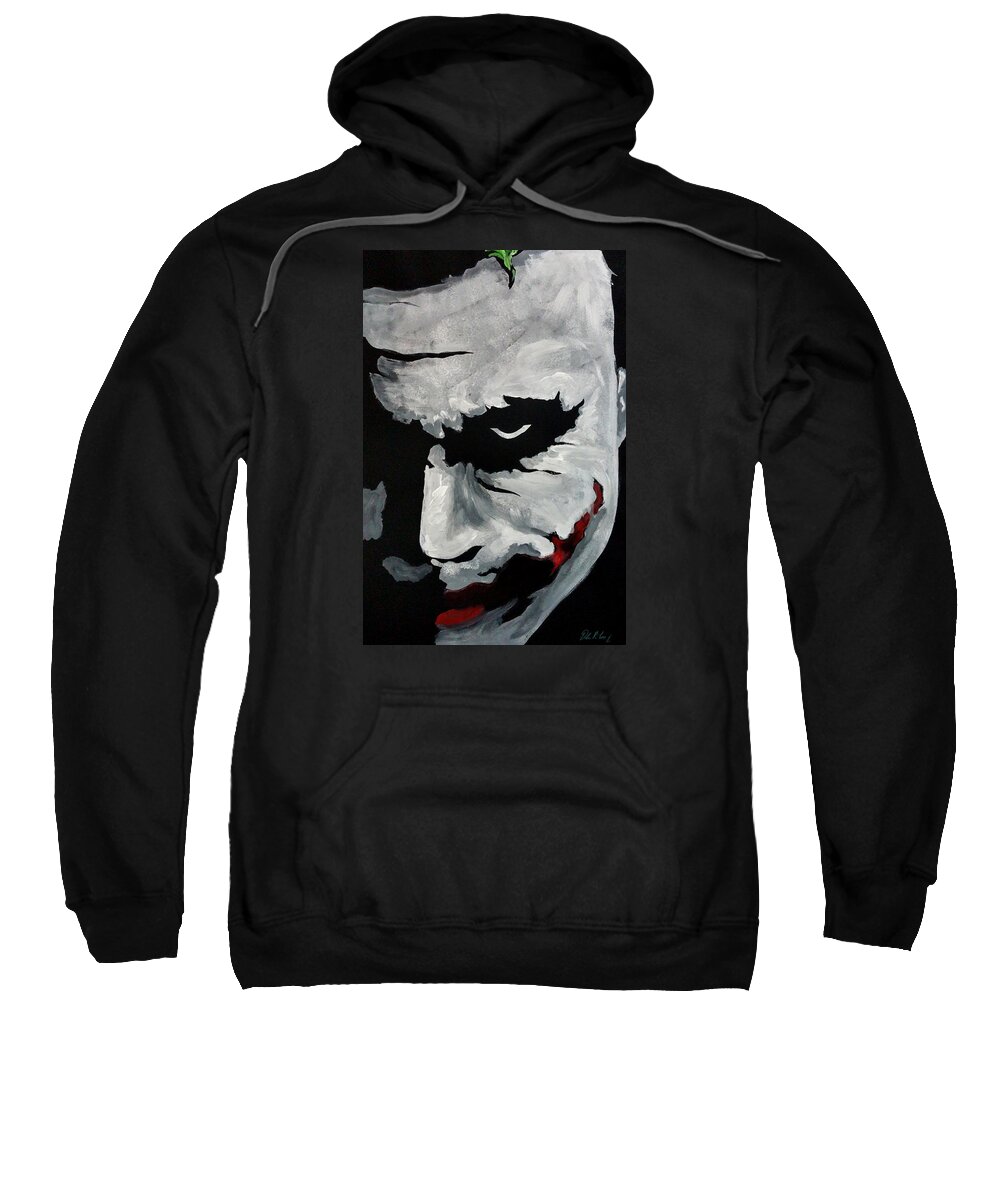Heath Ledger Sweatshirt featuring the painting Ledger's Joker by Dale Loos Jr
