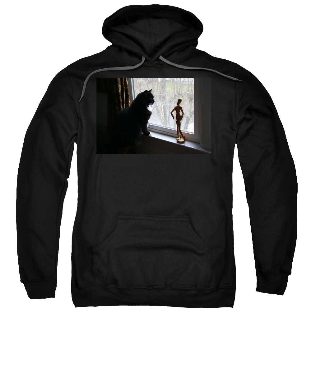 Cat Sweatshirt featuring the photograph Lesson in Perspective by Quin Sweetman