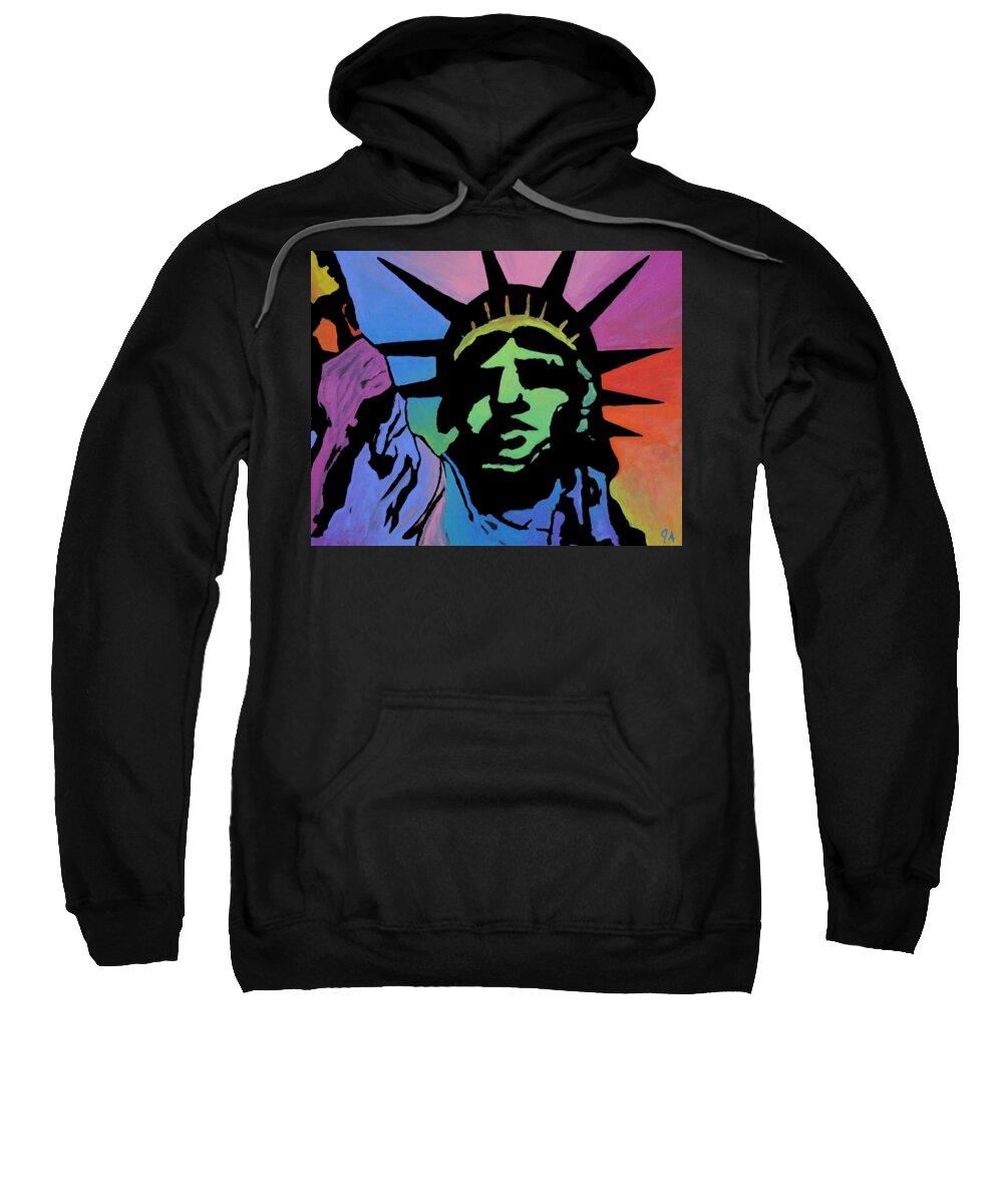 Liberty Sweatshirt featuring the painting Liberty Of Colors by Jeremy Aiyadurai