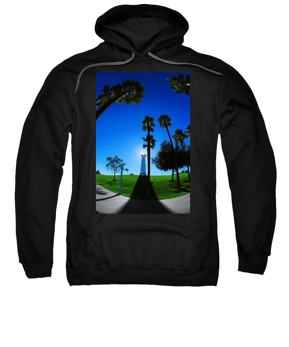 Light And Shadow Sweatshirt featuring the photograph Light and Shadow -- Lions Lighthouse for Sight in Long Beach, California by Darin Volpe