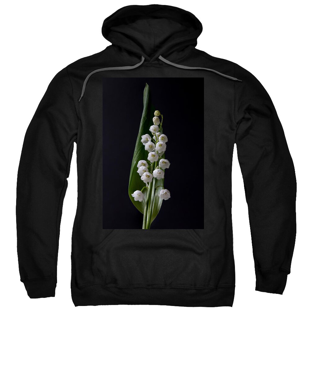Flower Sweatshirt featuring the photograph Lily of the Valley on Black by Patti Deters
