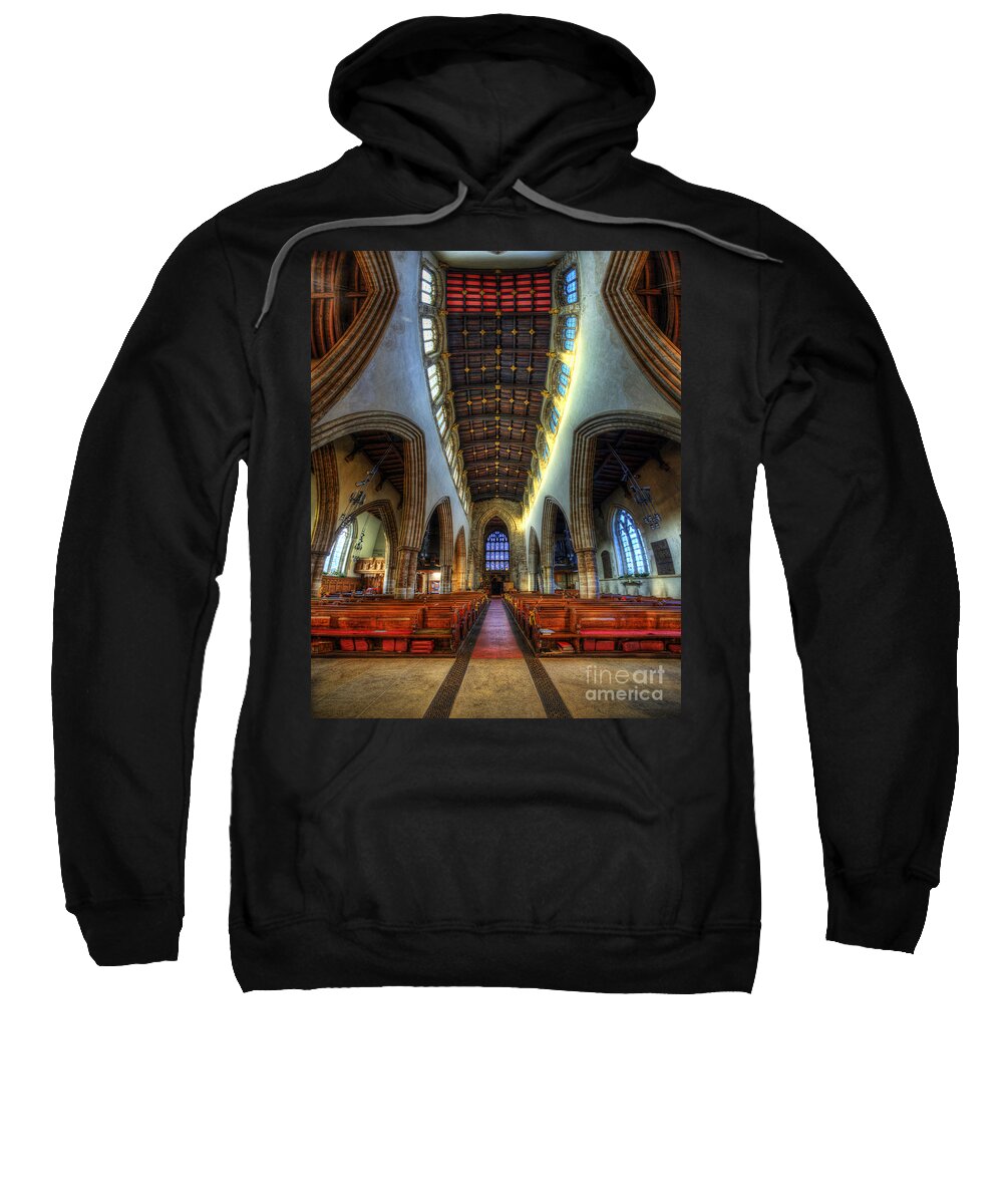 Yhun Suarez Sweatshirt featuring the photograph Loughborough Church - Nave Vertorama by Yhun Suarez