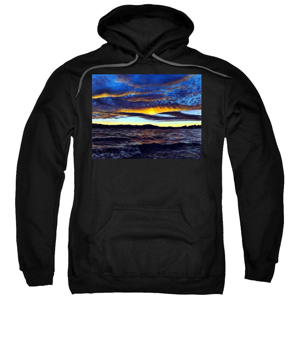Sunset Sweatshirt featuring the painting Lucerne Sunset by Linda Becker