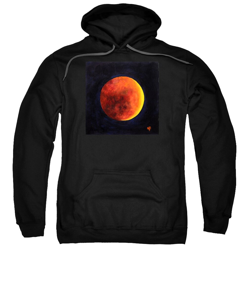 Moon Sweatshirt featuring the painting Lunar Eclipse by Marina Petro