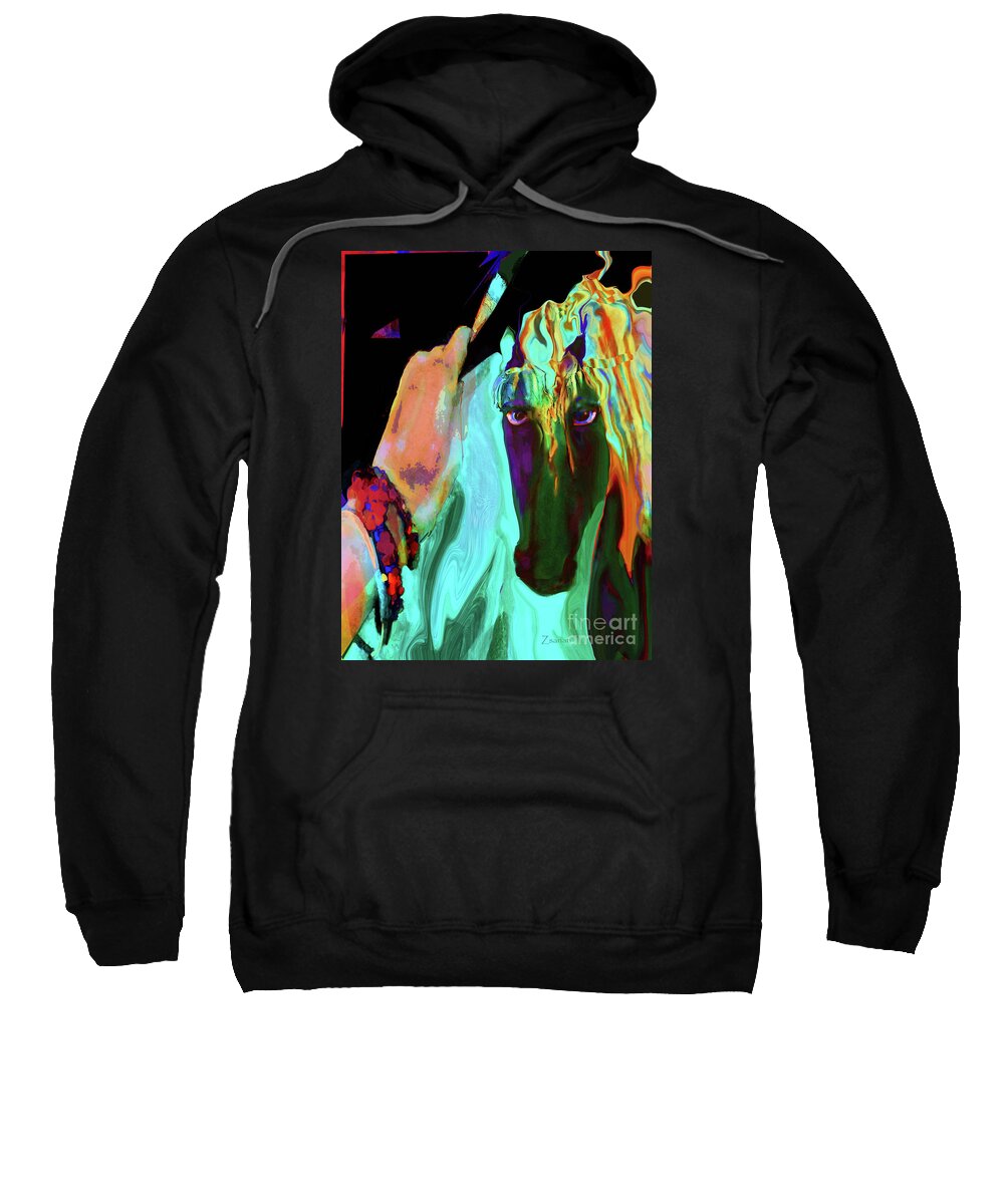 Artist Canvas Sweatshirt featuring the painting Lungta Windhorse o. 4 by Zsanan Studio