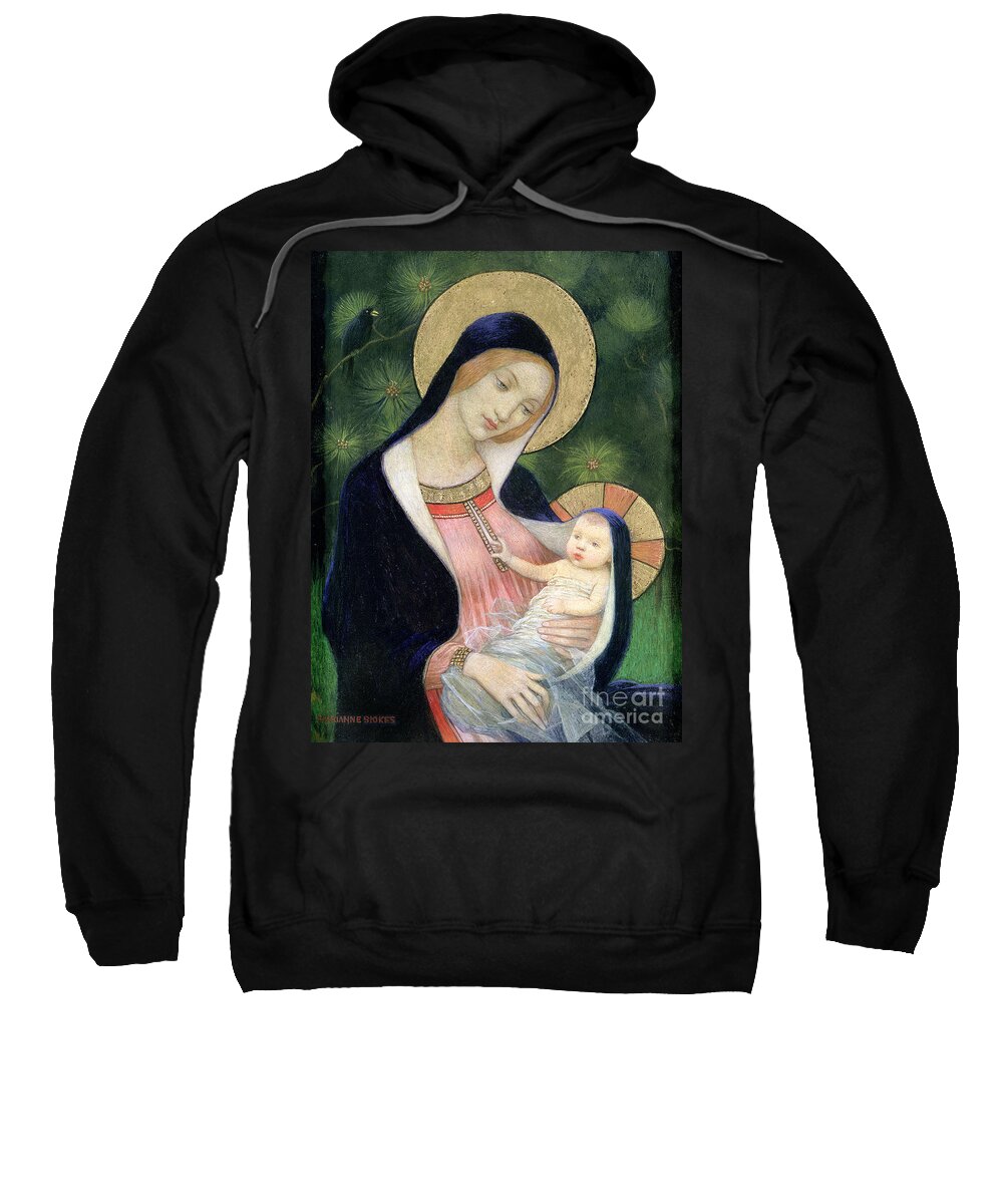 #faatoppicks Sweatshirt featuring the painting Madonna of the Fir Tree by Marianne Stokes