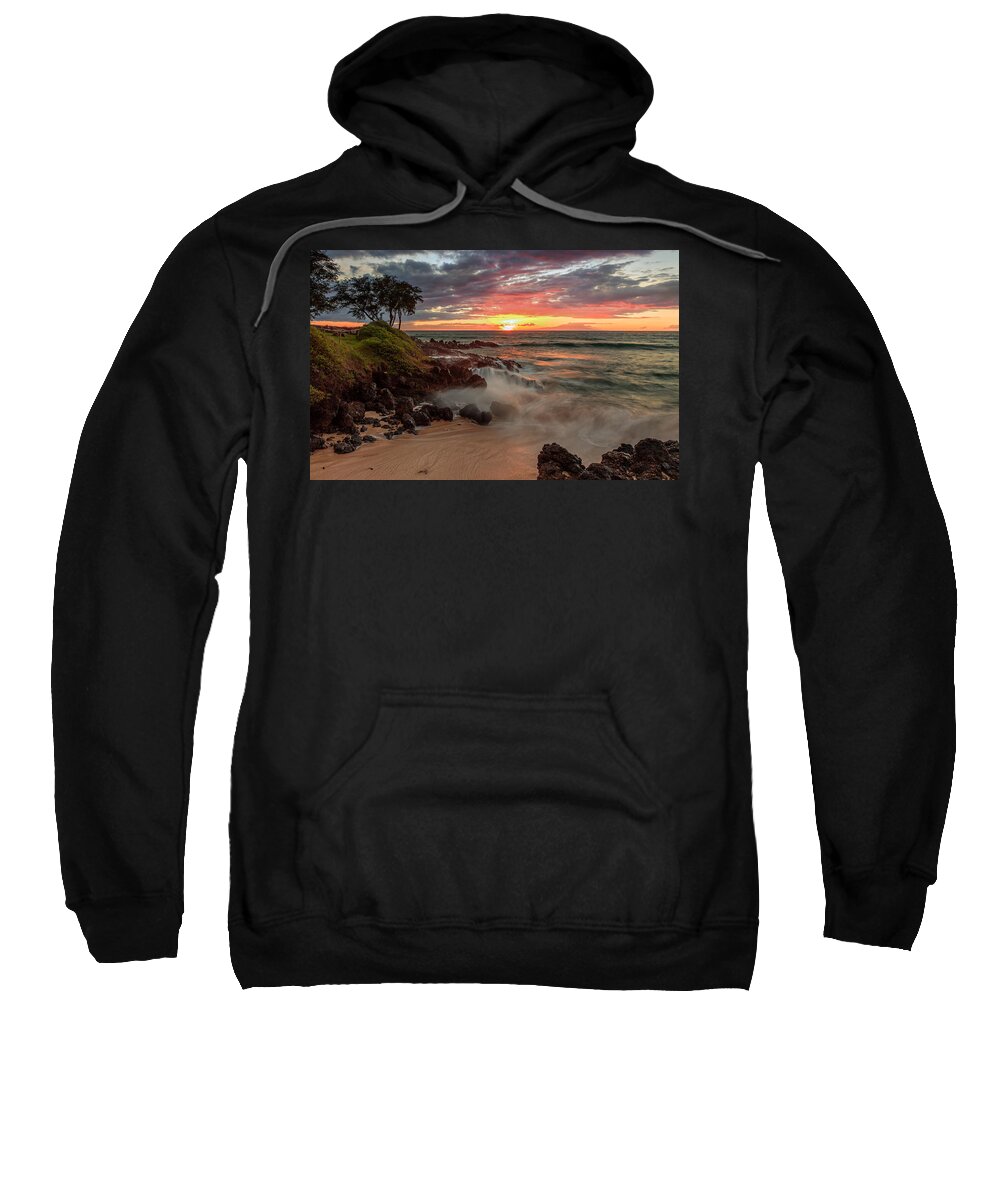 Beach Sweatshirt featuring the photograph Maluaka Beach Sunset by Susan Rissi Tregoning