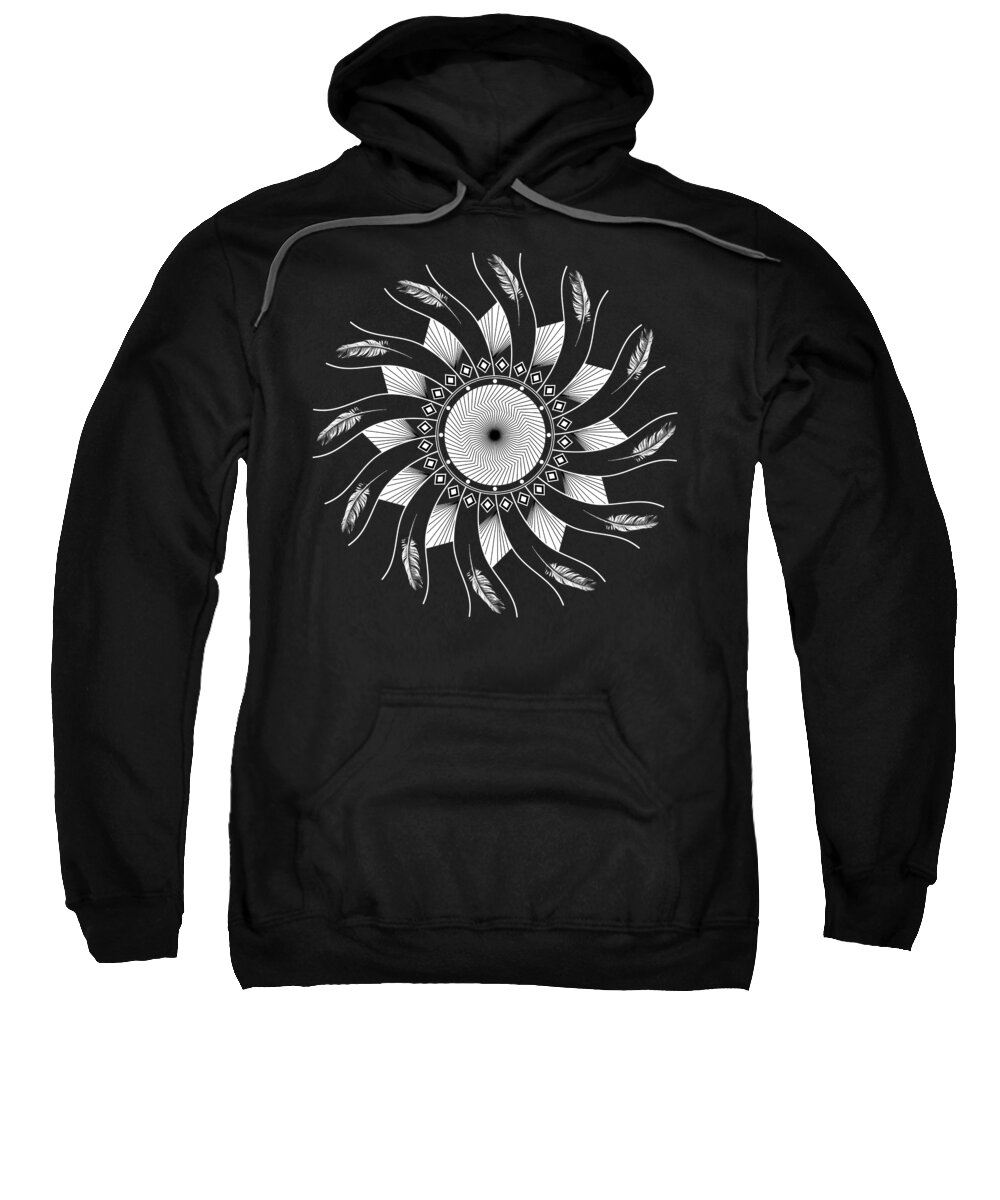 Mandala Sweatshirt featuring the digital art Mandala white and black by Linda Lees