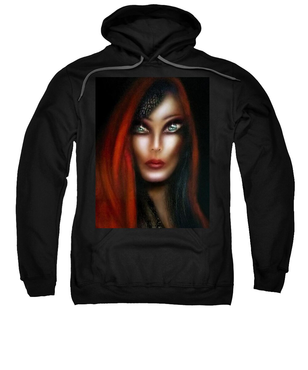 Red Sweatshirt featuring the painting Mary Magdalene in Repent by Tiago Azevedo