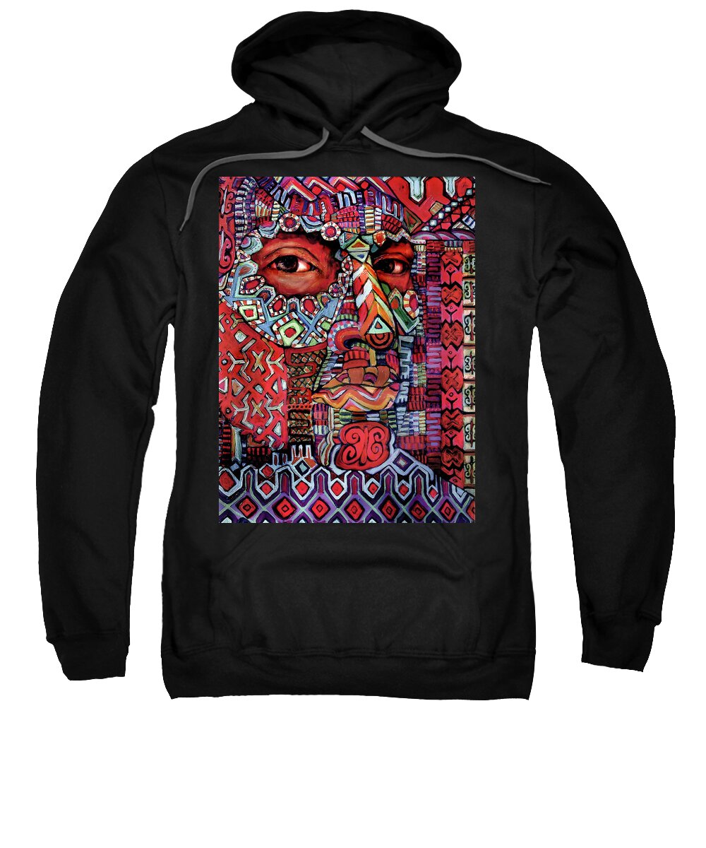 Mask Sweatshirt featuring the painting Masque Number 4 by Cora Marshall