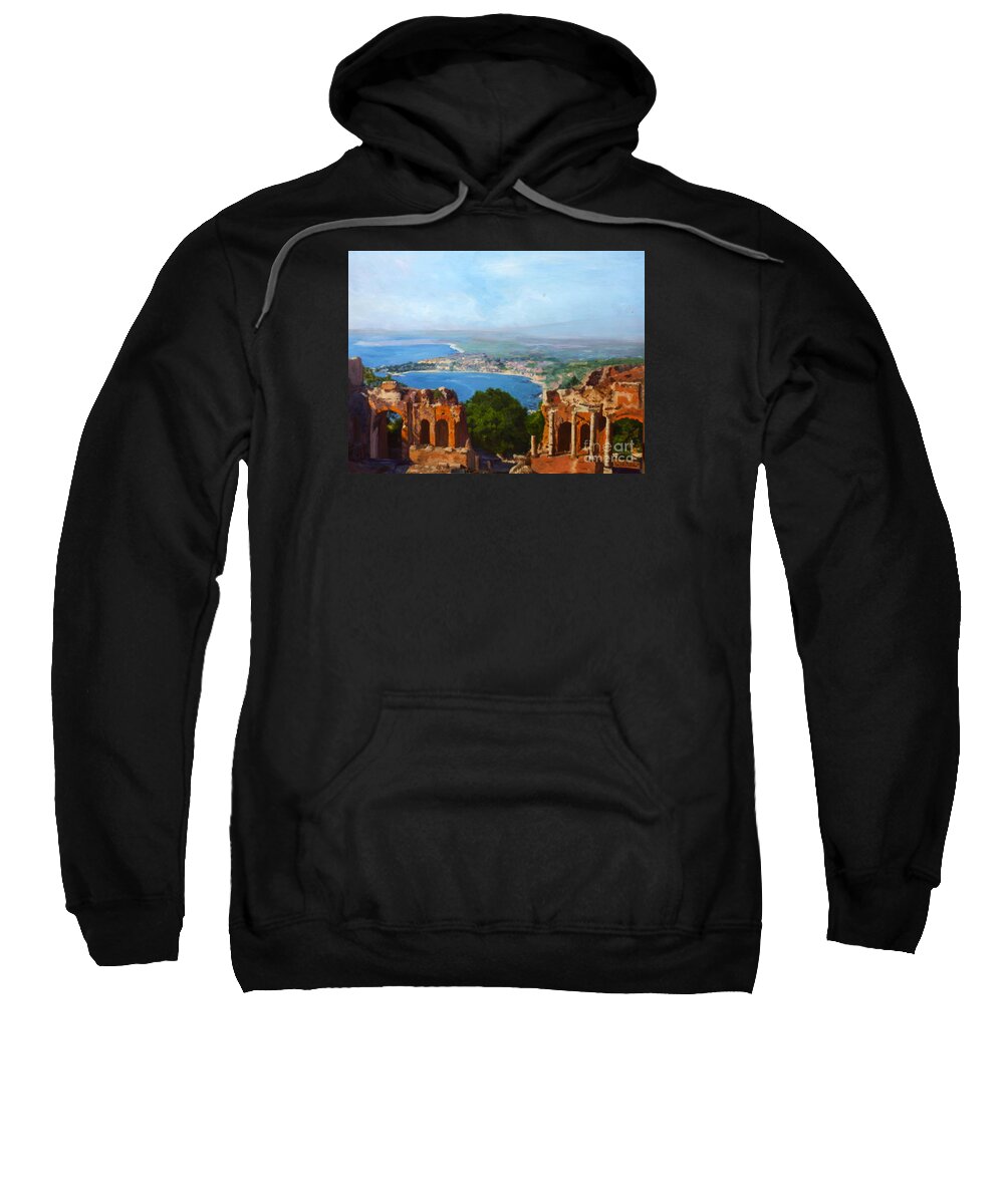 Ancient Sweatshirt featuring the painting Messina Sicily The Teatro Greco by Donna Walsh