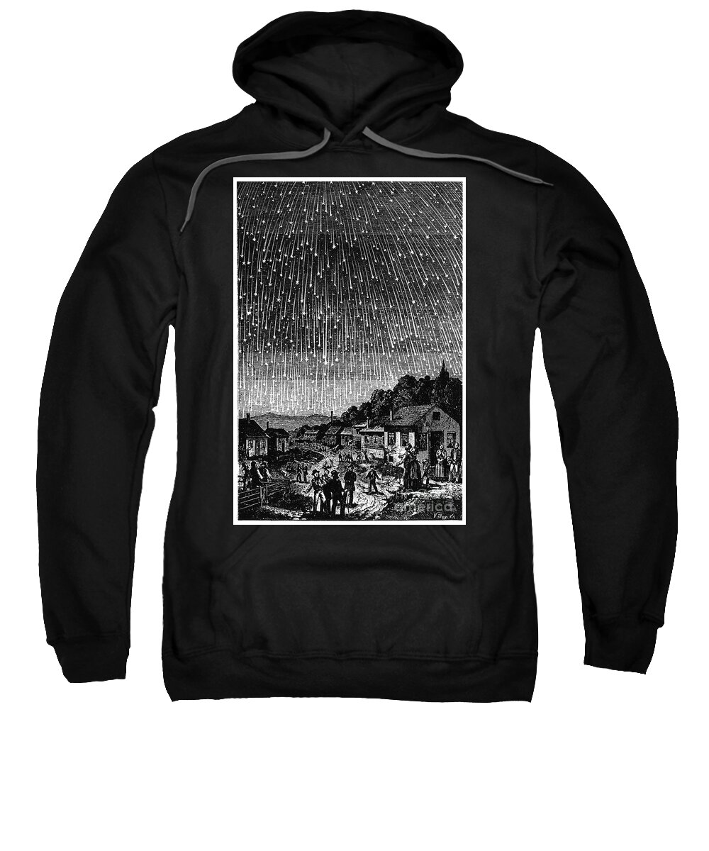 1833 Sweatshirt featuring the drawing Meteor Shower, 1833 by Adolf Vollmy
