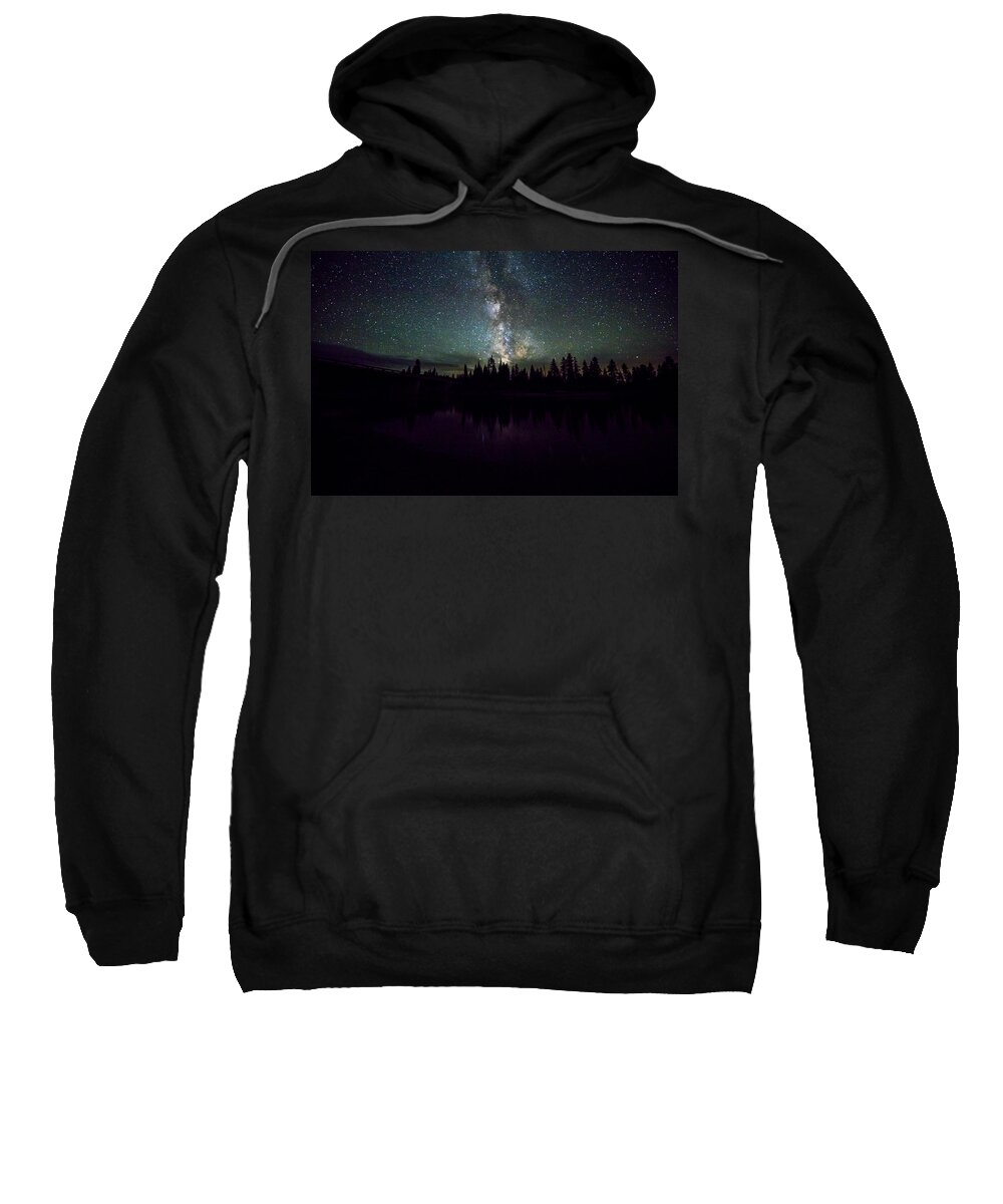 Milky Way Galaxy Sweatshirt featuring the photograph Milky Way over the Snake River 01 by Josh Bryant
