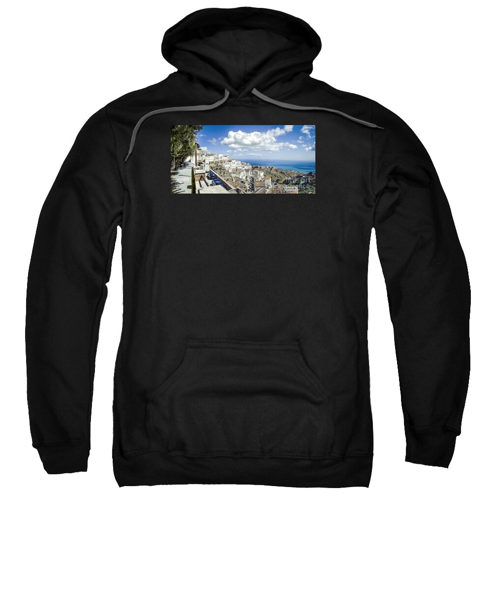 Monte Sweatshirt featuring the photograph Monte Sant Angelo canvas - panorama prints adriatic sea - Gargano Italy quadri by Luca Lorenzelli