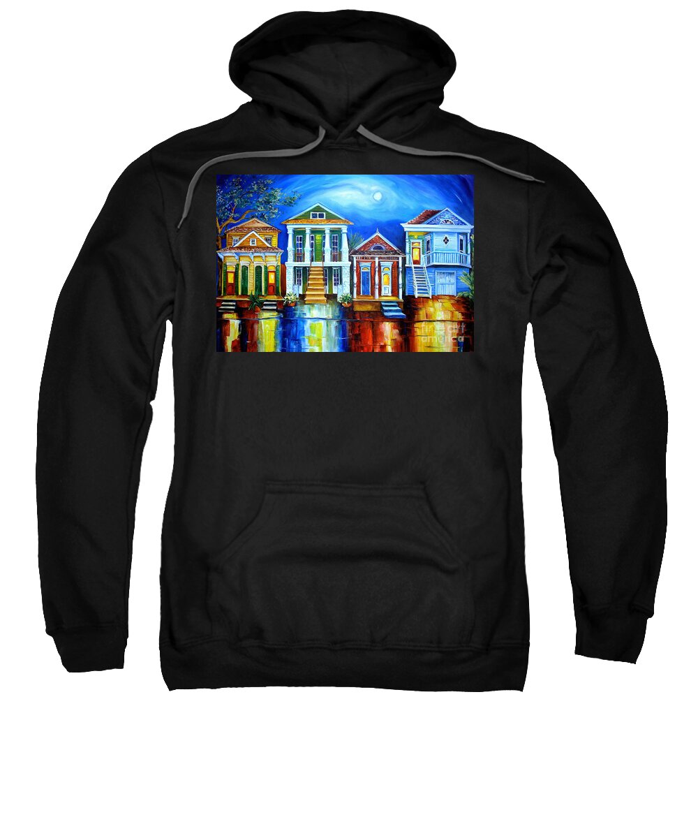 New Orleans Sweatshirt featuring the painting Moon Over New Orleans by Diane Millsap