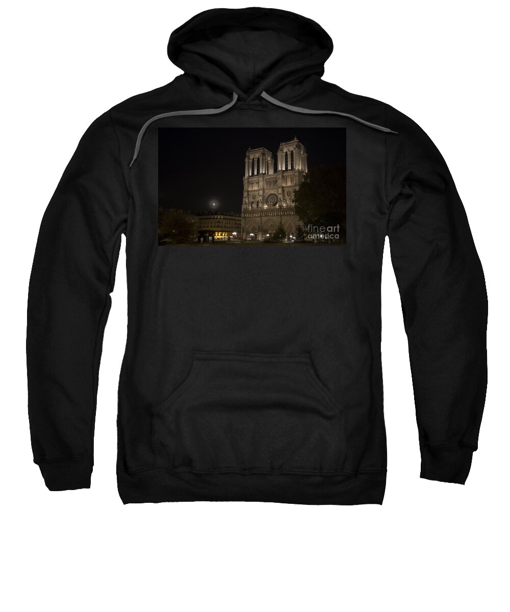 Moon Sweatshirt featuring the photograph Moonrise Notre Dame by Hitendra SINKAR