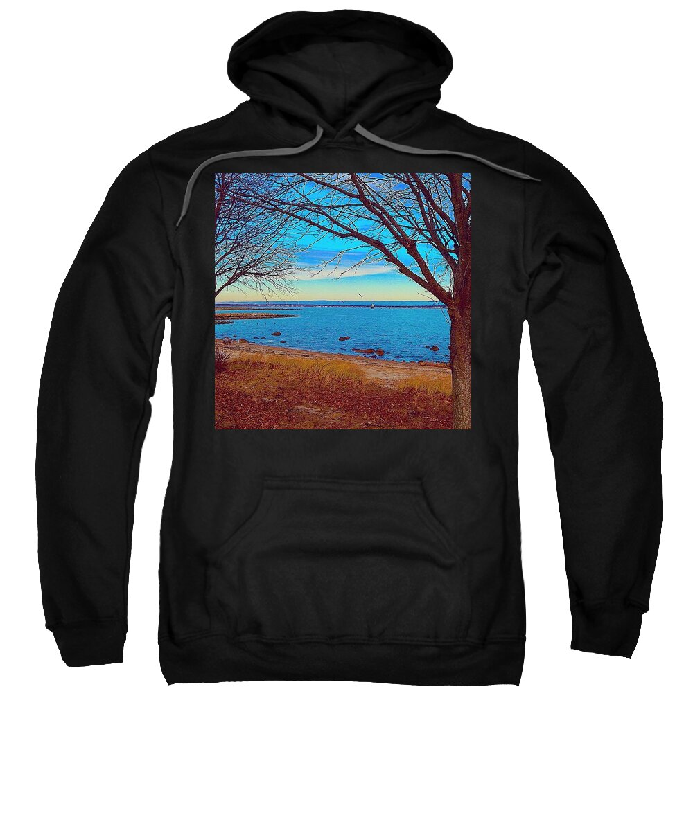 New Bedford Sweatshirt featuring the photograph A Harbor View by Kate Arsenault 