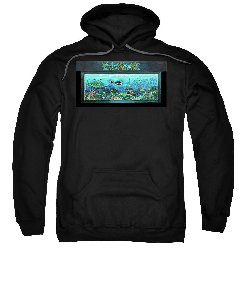 New York Aquarium Sweatshirt featuring the painting New York Aquarium towel version by Bonnie Siracusa