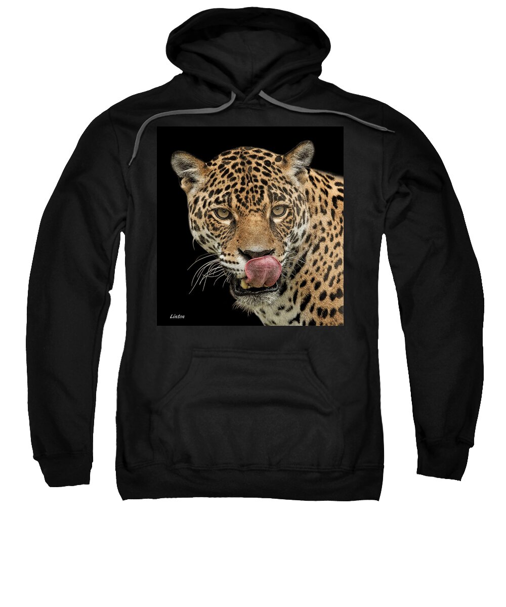 Jaguar Sweatshirt featuring the digital art Night Stalker by Larry Linton