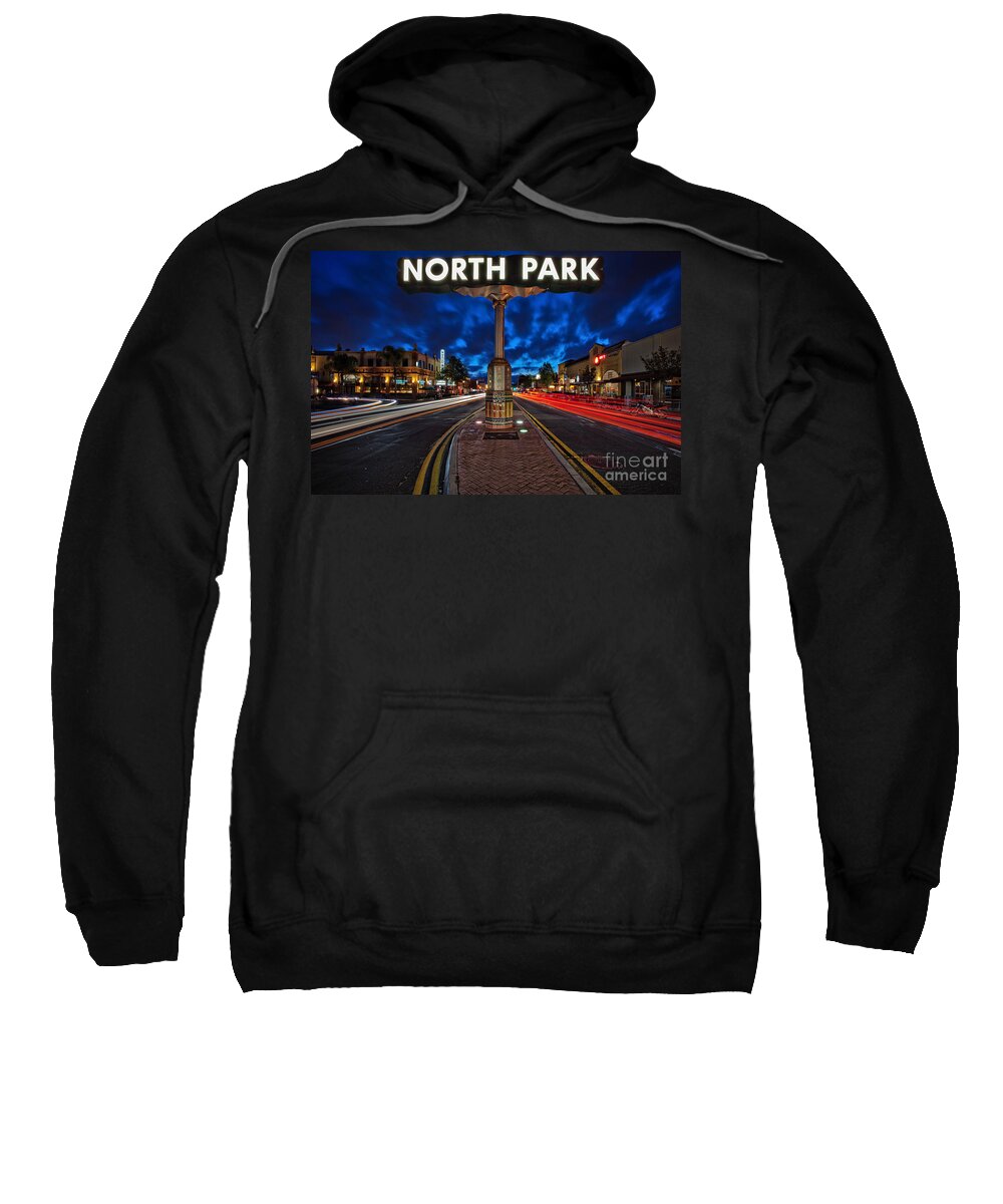 North Park Sweatshirt featuring the photograph North Park Neon Sign San Diego California by Sam Antonio