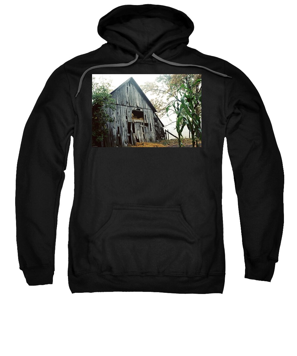 Rural Sweatshirt featuring the photograph Old Barn in the Morning Mist by Frank DiMarco