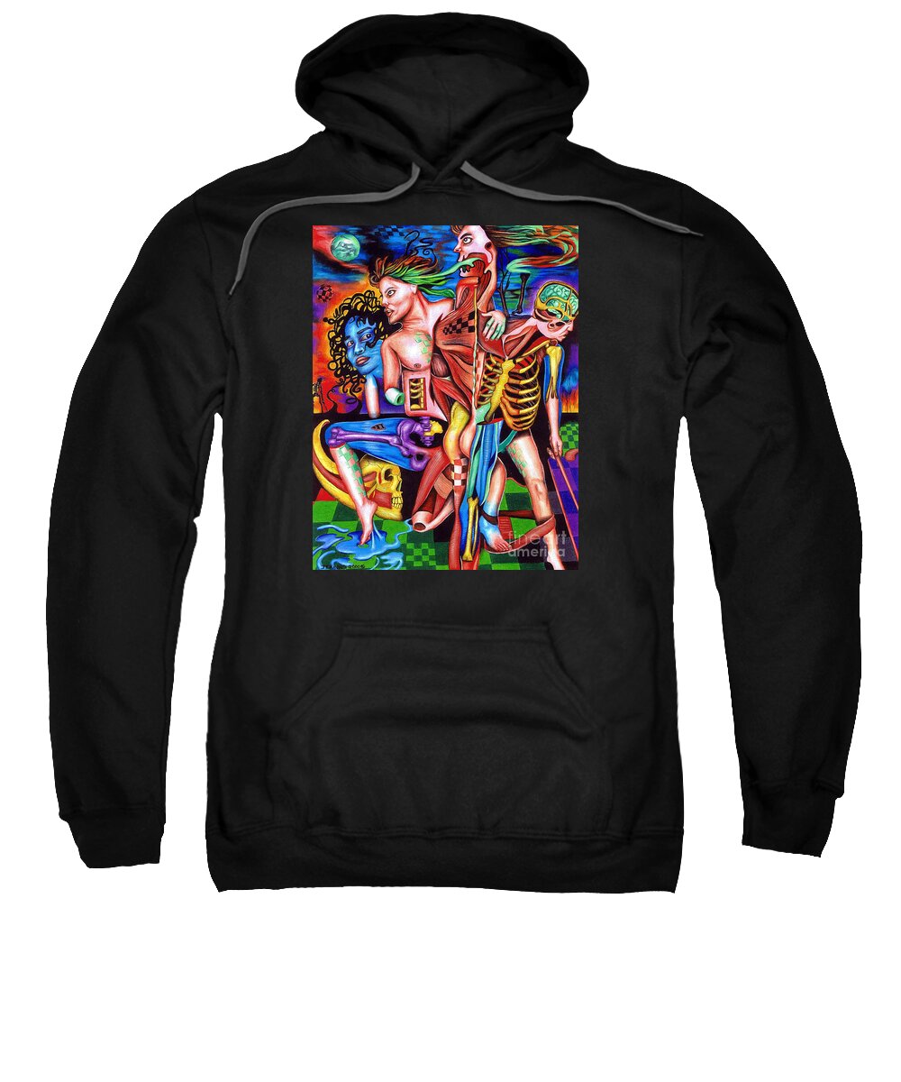 Anatomy Sweatshirt featuring the drawing Orchestration of Metaphysical Motion by Justin Jenkins