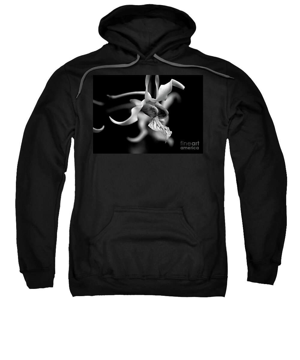 Orchid Sweatshirt featuring the photograph Orchid in Black and White by Sherry Hallemeier