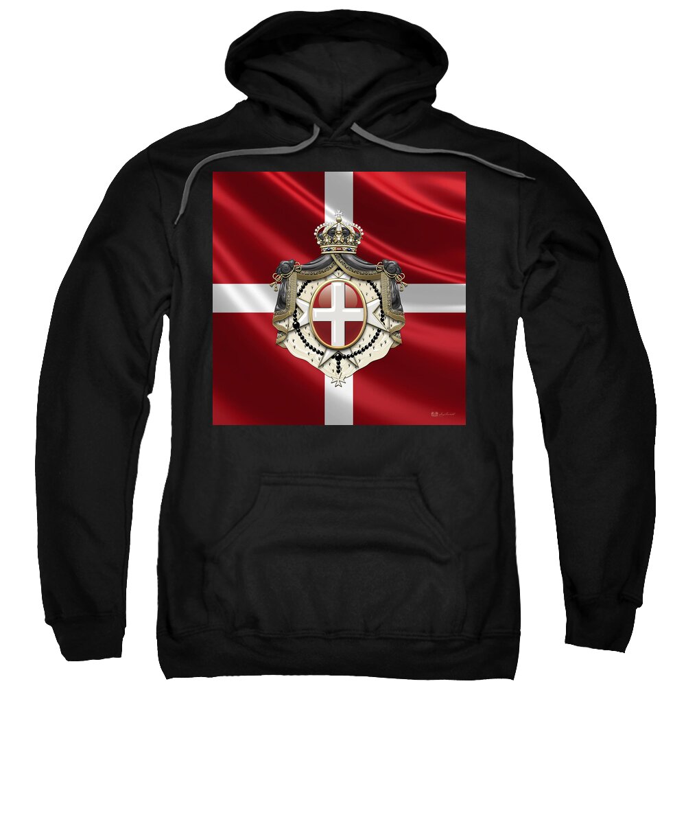 ancient Brotherhoods Collection By Serge Averbukh Sweatshirt featuring the photograph Order of Malta Coat of Arms over Flag by Serge Averbukh