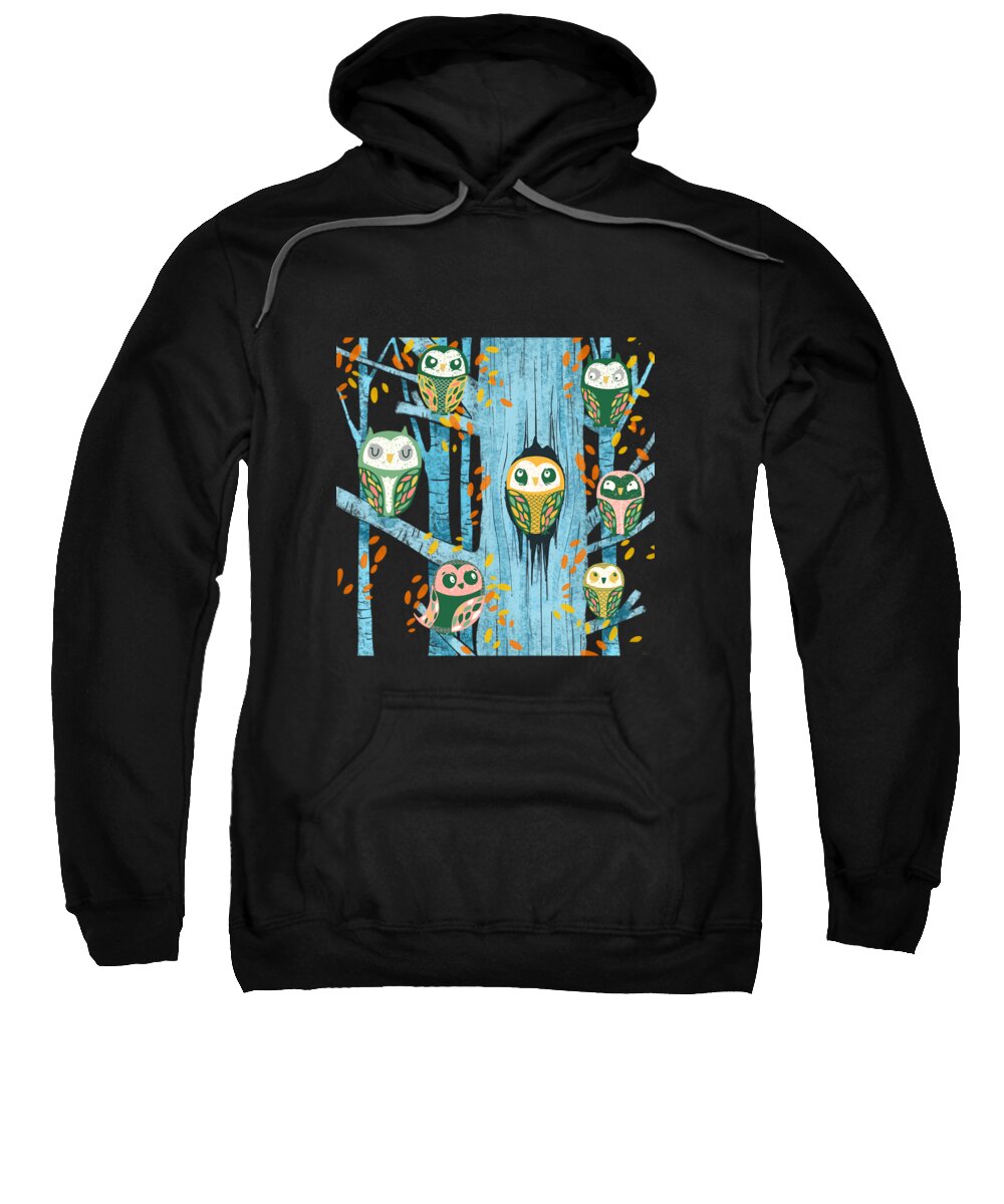 Drawing Sweatshirt featuring the painting Overnight Owl Conference by Little Bunny Sunshine