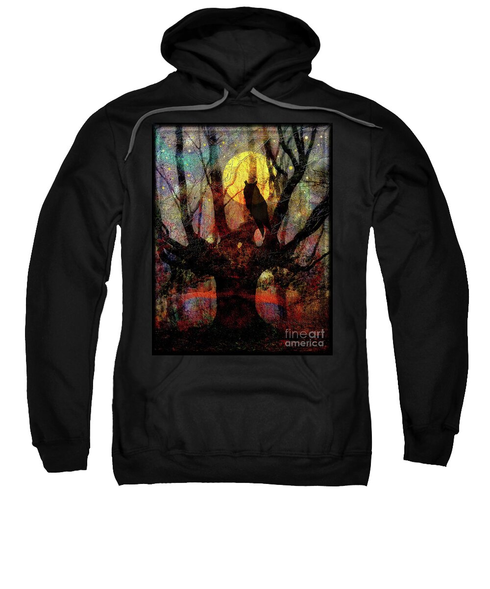 Owl Sweatshirt featuring the digital art Owl And Willow Tree by Mimulux Patricia No