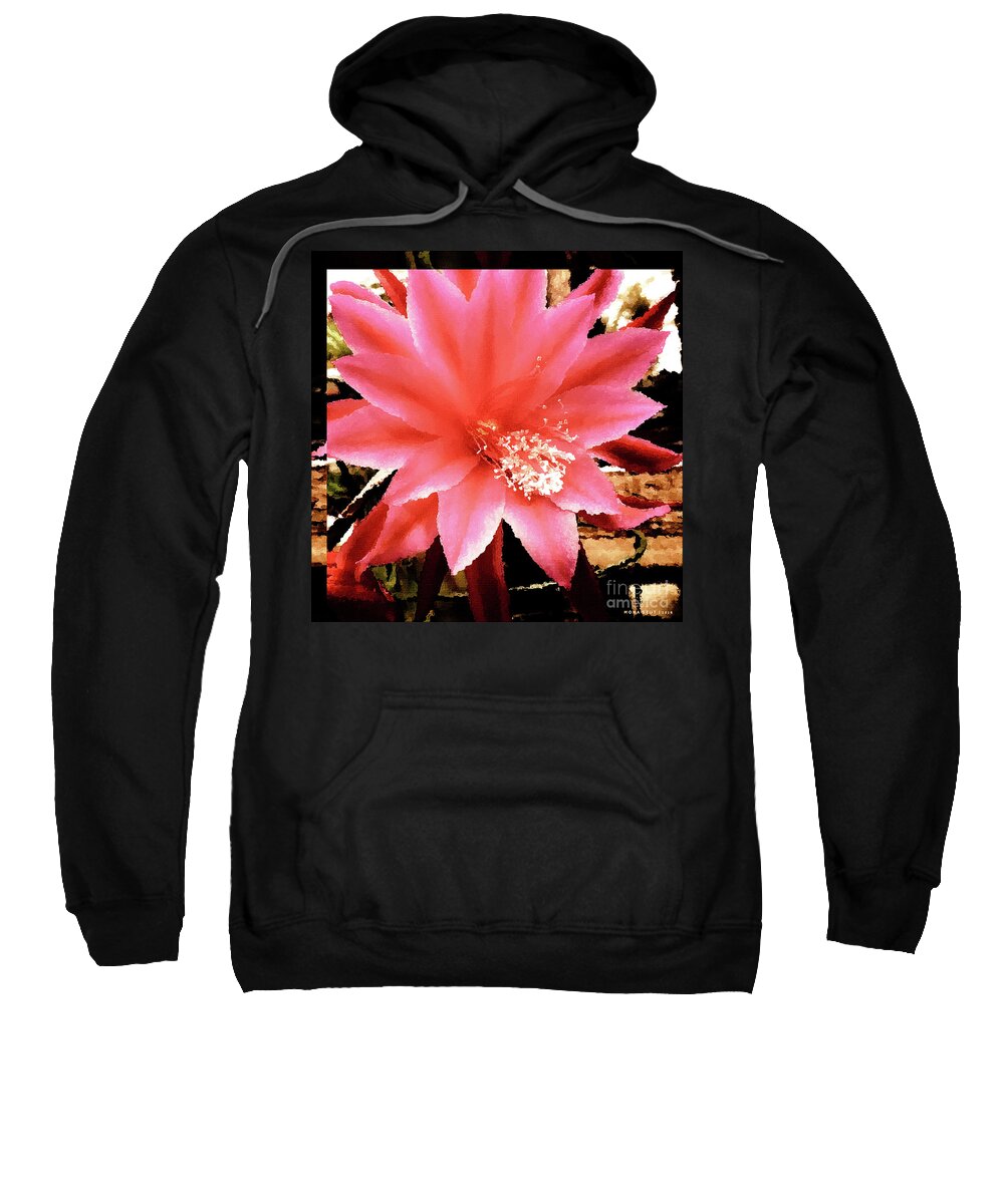 Mona Stut Sweatshirt featuring the digital art Peachy Pink Cactus Orchid by Mona Stut