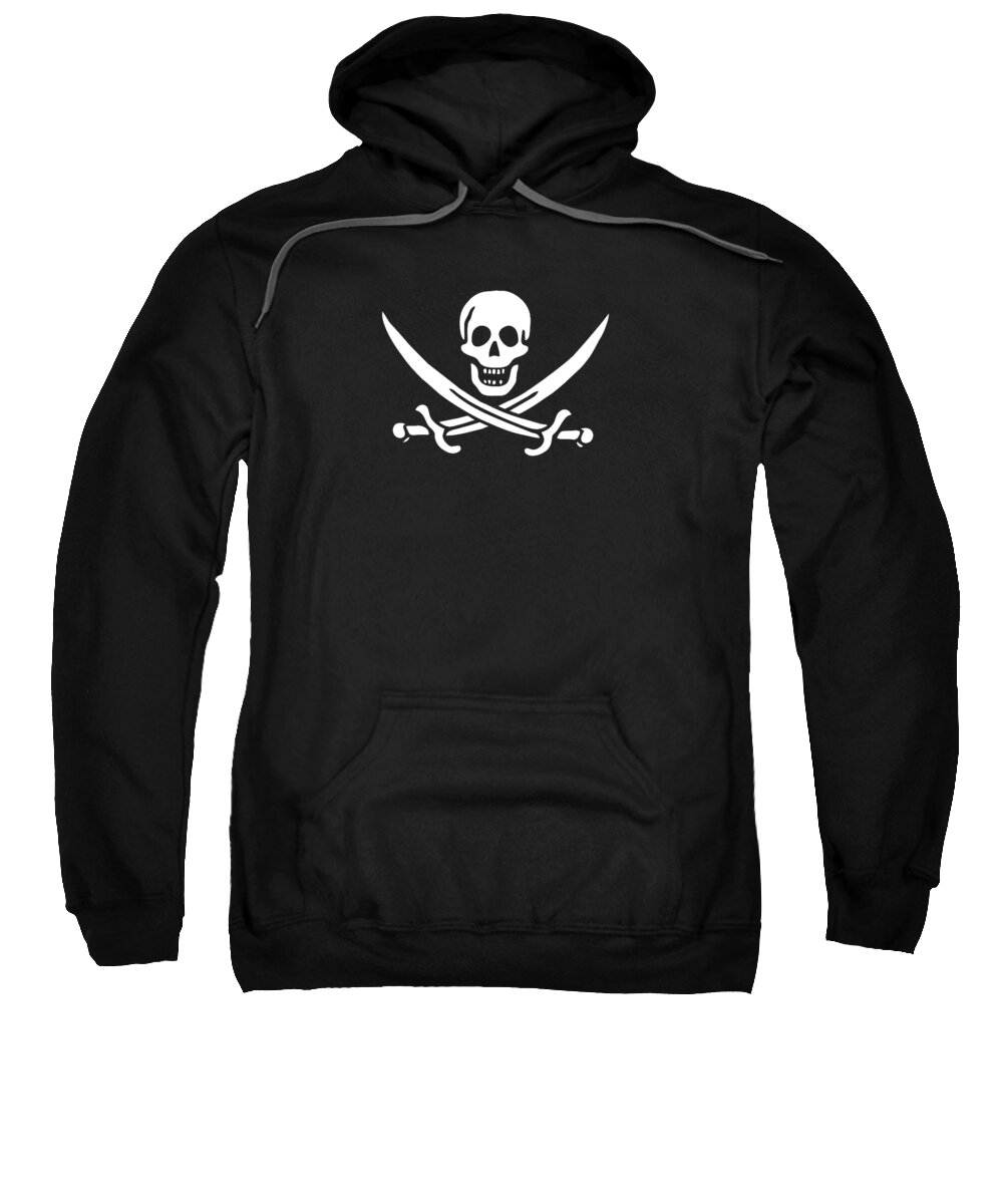 Pirate Sweatshirt featuring the digital art Pirate Flag Jolly Roger of Calico Jack Rackham tee by Edward Fielding