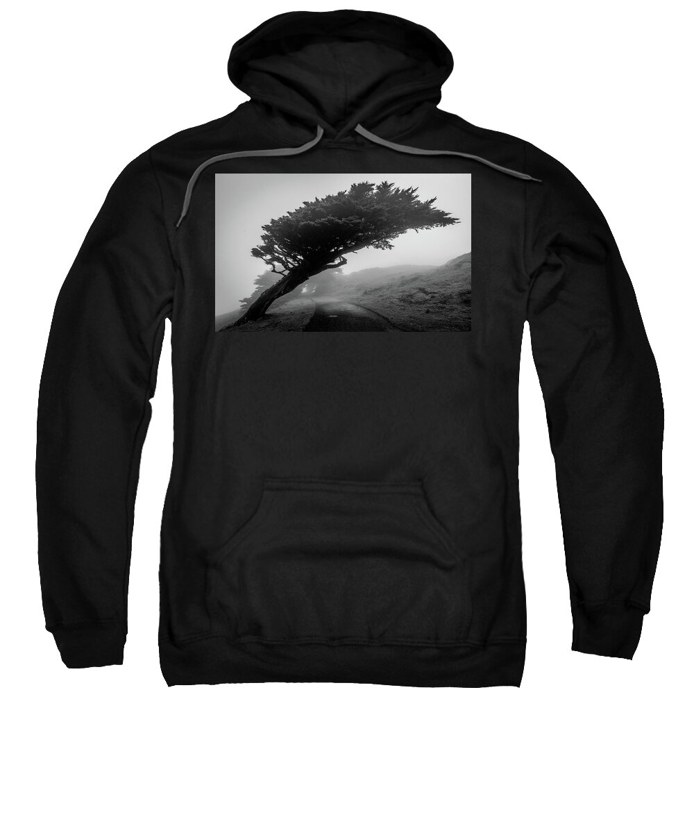 Point Reyes Sweatshirt featuring the photograph Point Reyes Fog Black and White by Donnie Whitaker