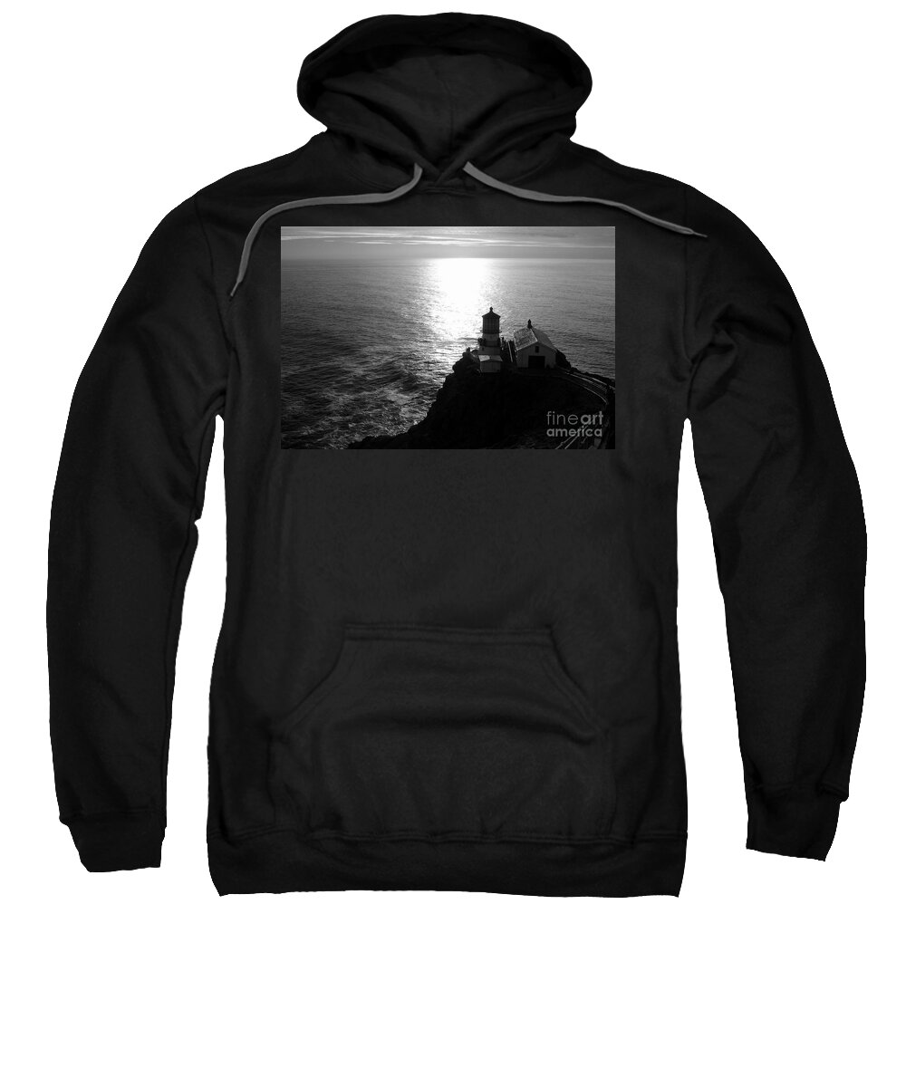 Lighthouse Sweatshirt featuring the photograph Point Reyes Lighthouse - Black and White by Carol Groenen