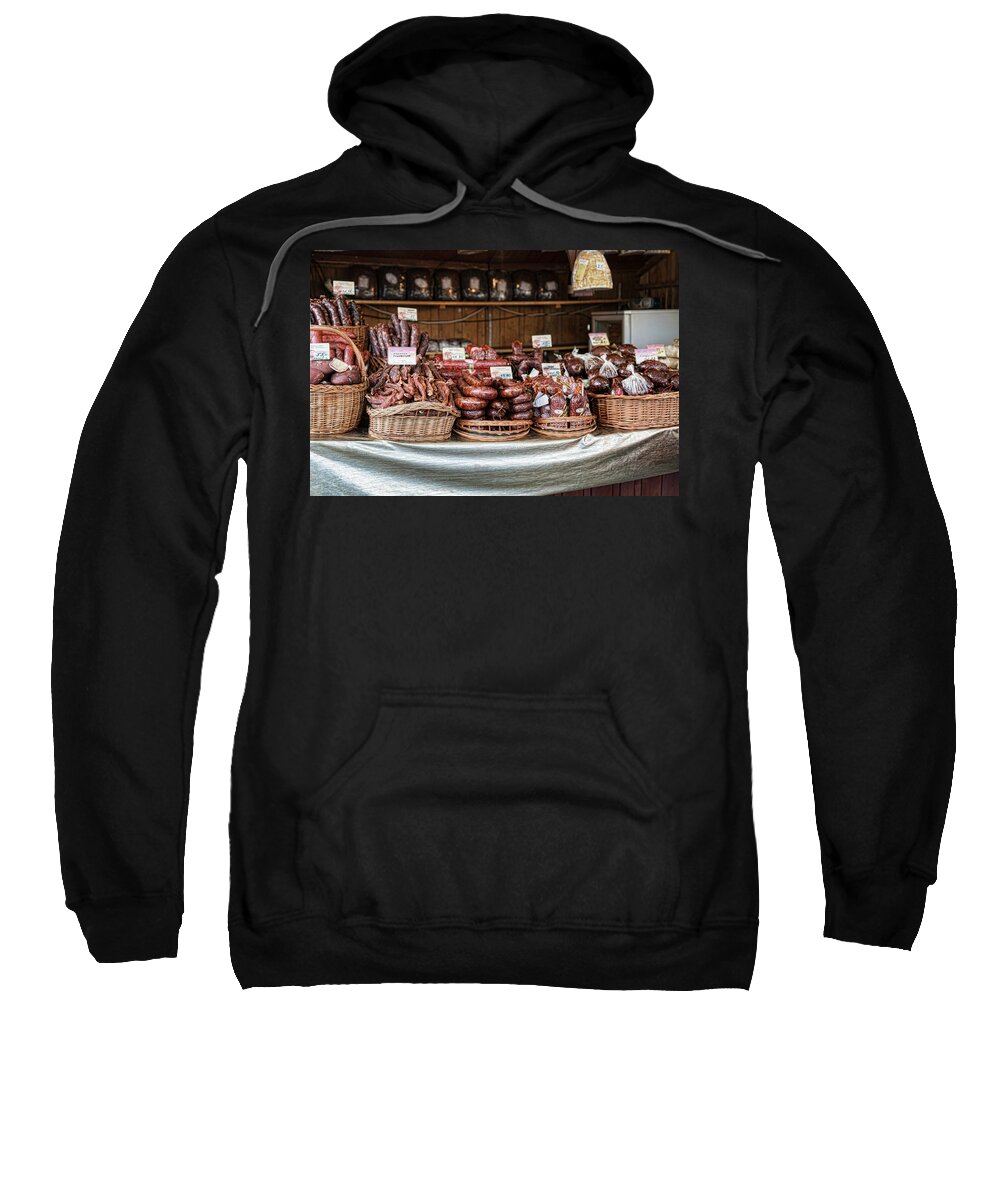 Central Europe Sweatshirt featuring the photograph Poland Meat Market by Sharon Popek