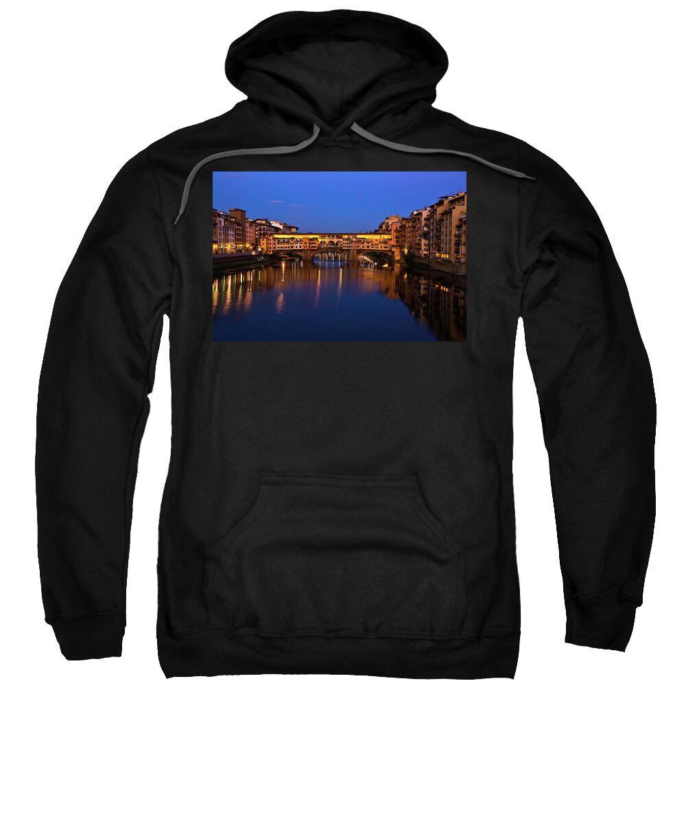 Ponte Vecchio Sweatshirt featuring the photograph Ponte Vecchio Dusk by Harry Spitz