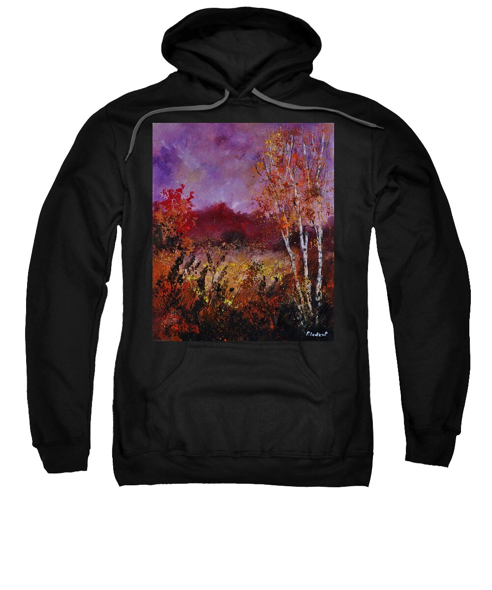 Landscape Sweatshirt featuring the painting Poplars in autumn by Pol Ledent