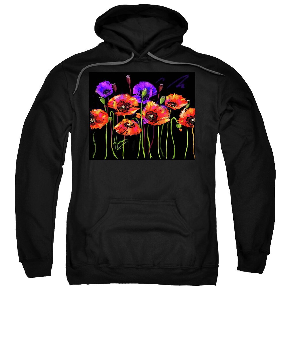 Poppy Sweatshirt featuring the painting Poppies by DC Langer