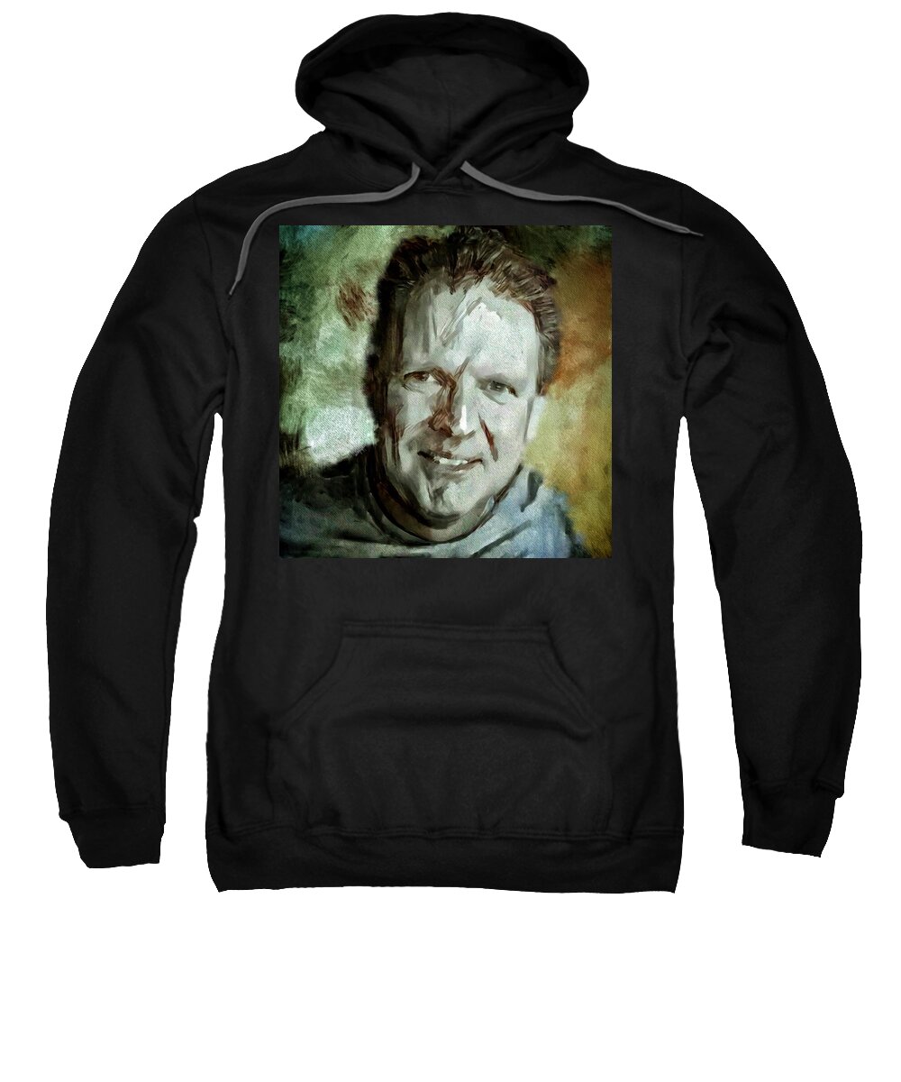 Portrait Painting Sweatshirt featuring the painting Portrait painting cinematographer camera operator behind the scenes movie tv show film Chicago Med by MendyZ
